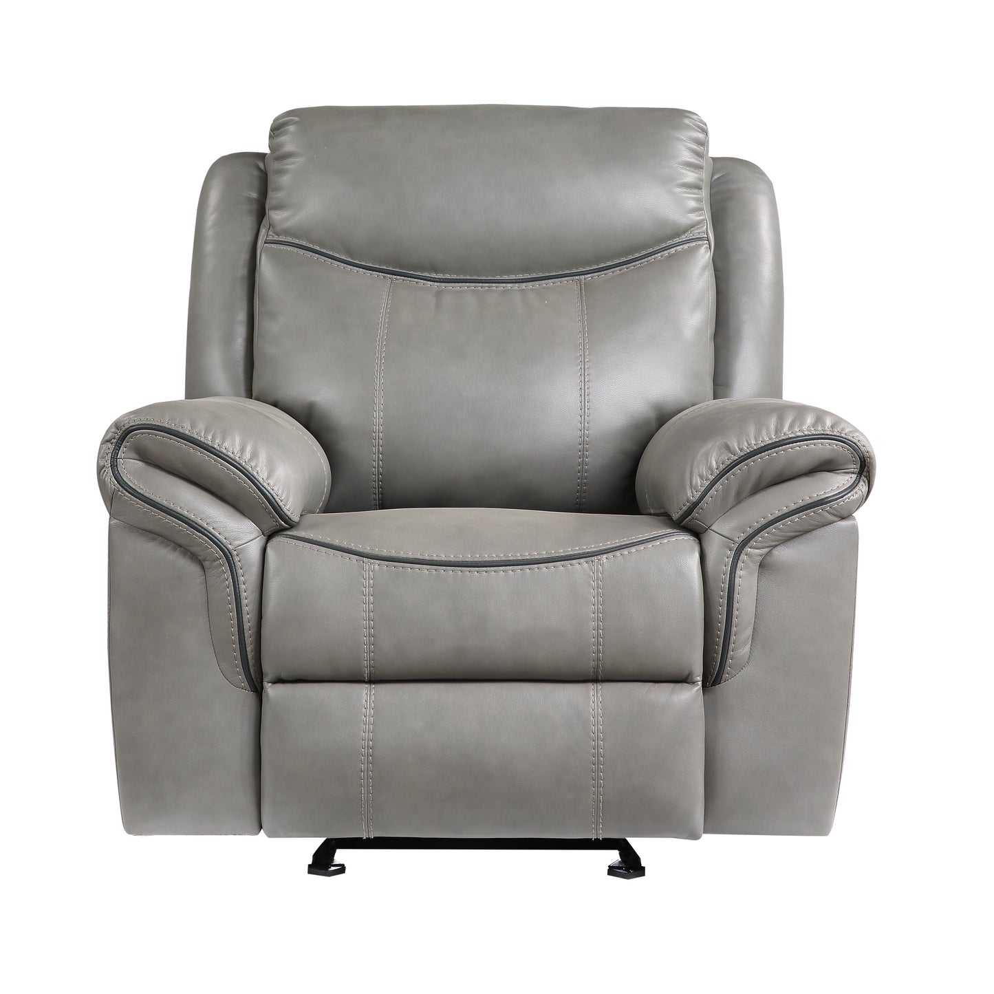 Homelegance Aram Glider Recliner Chair in Gray Faux Leather 8206GRY-1