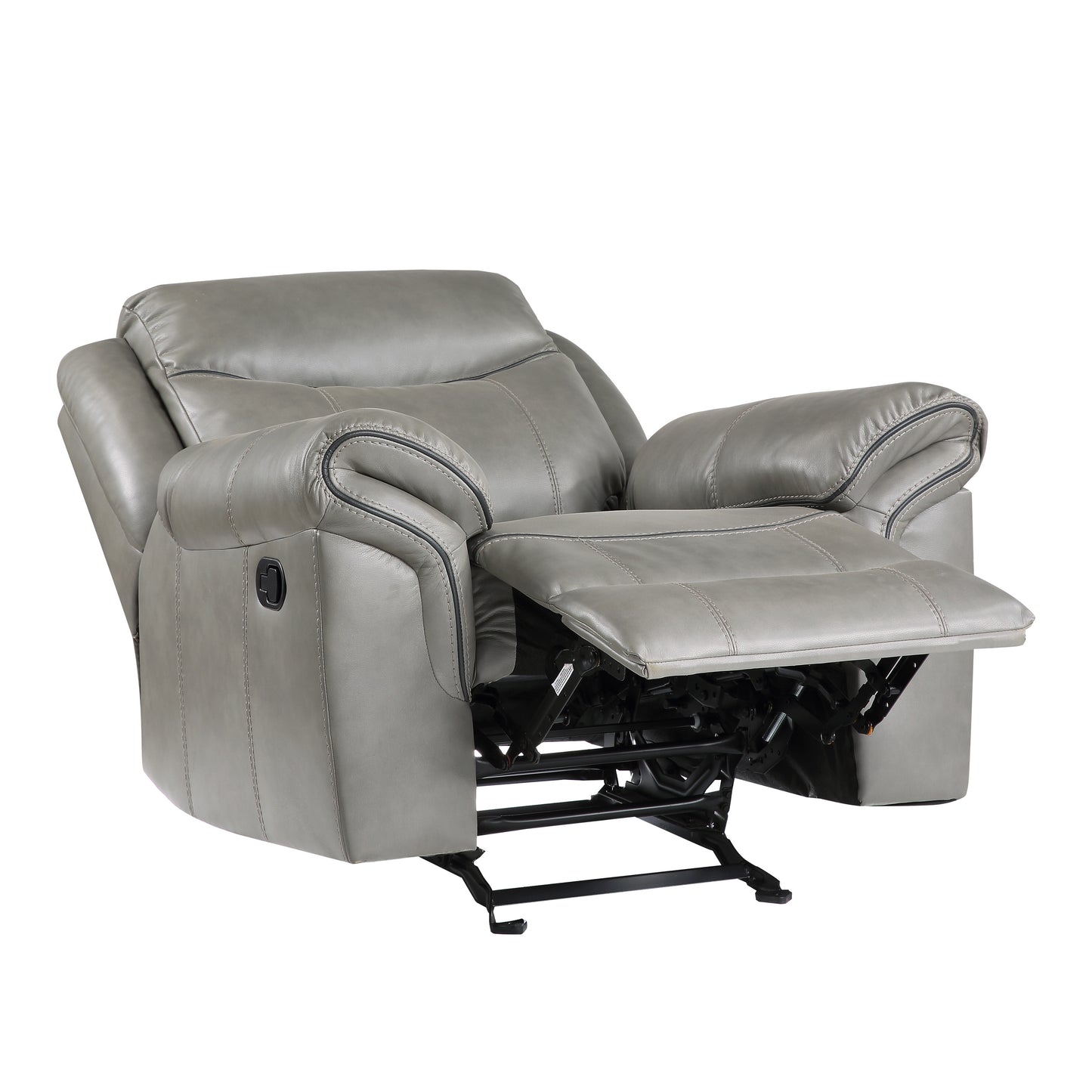 Homelegance Aram Glider Recliner Chair in Gray Faux Leather 8206GRY-1