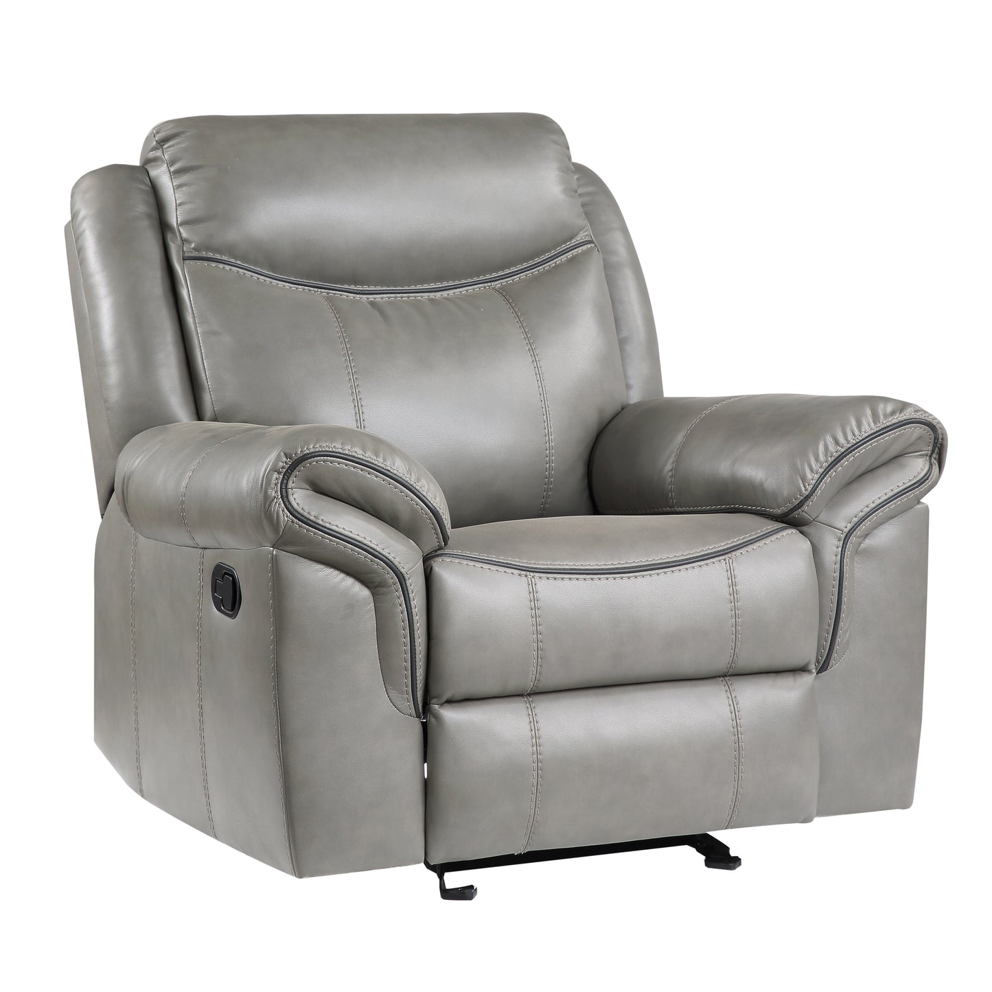Homelegance Aram Glider Recliner Chair in Gray Faux Leather 8206GRY-1