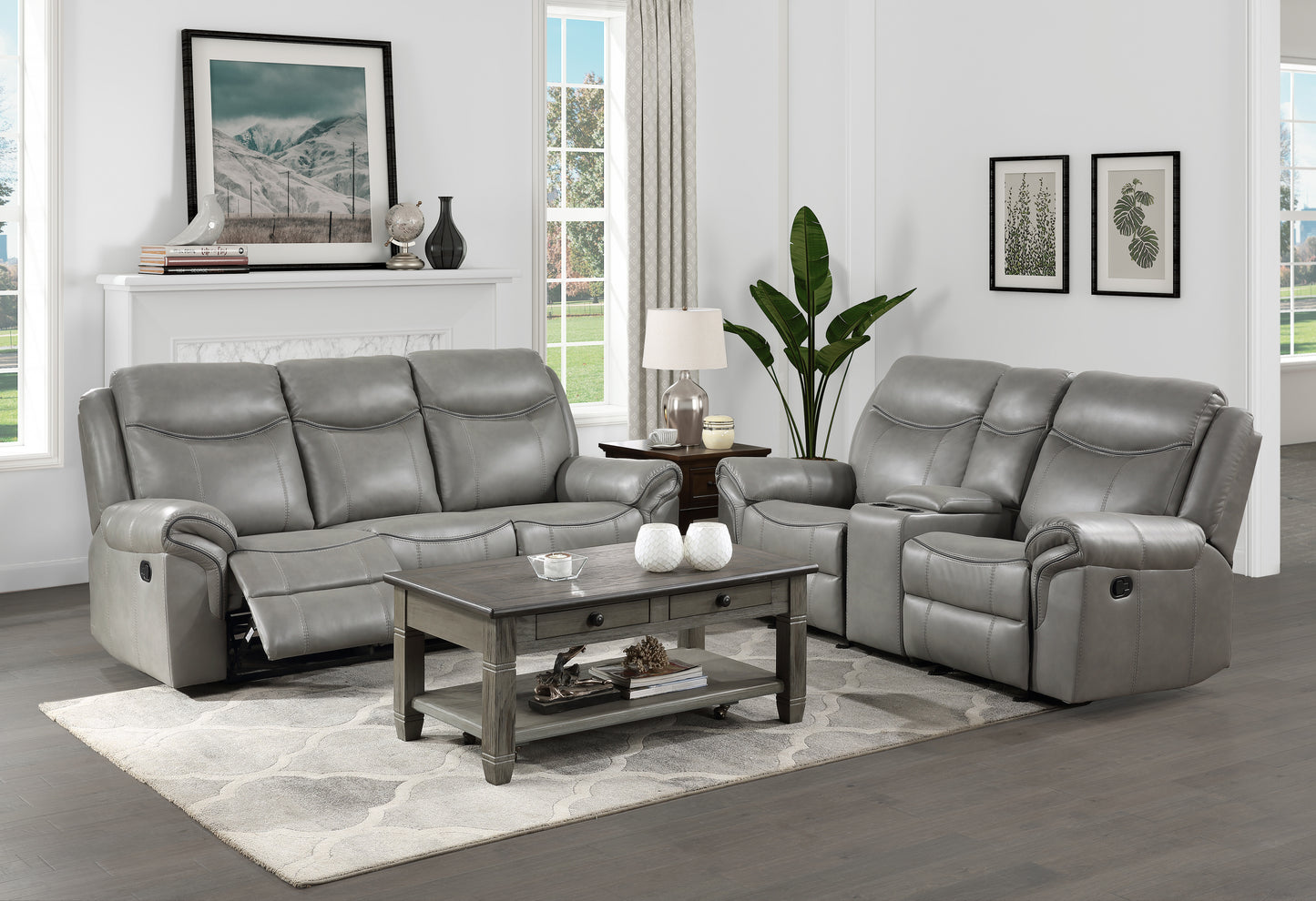 Homelegance Aram Glider Reclining Loveseat in Gray 8206GRY-2