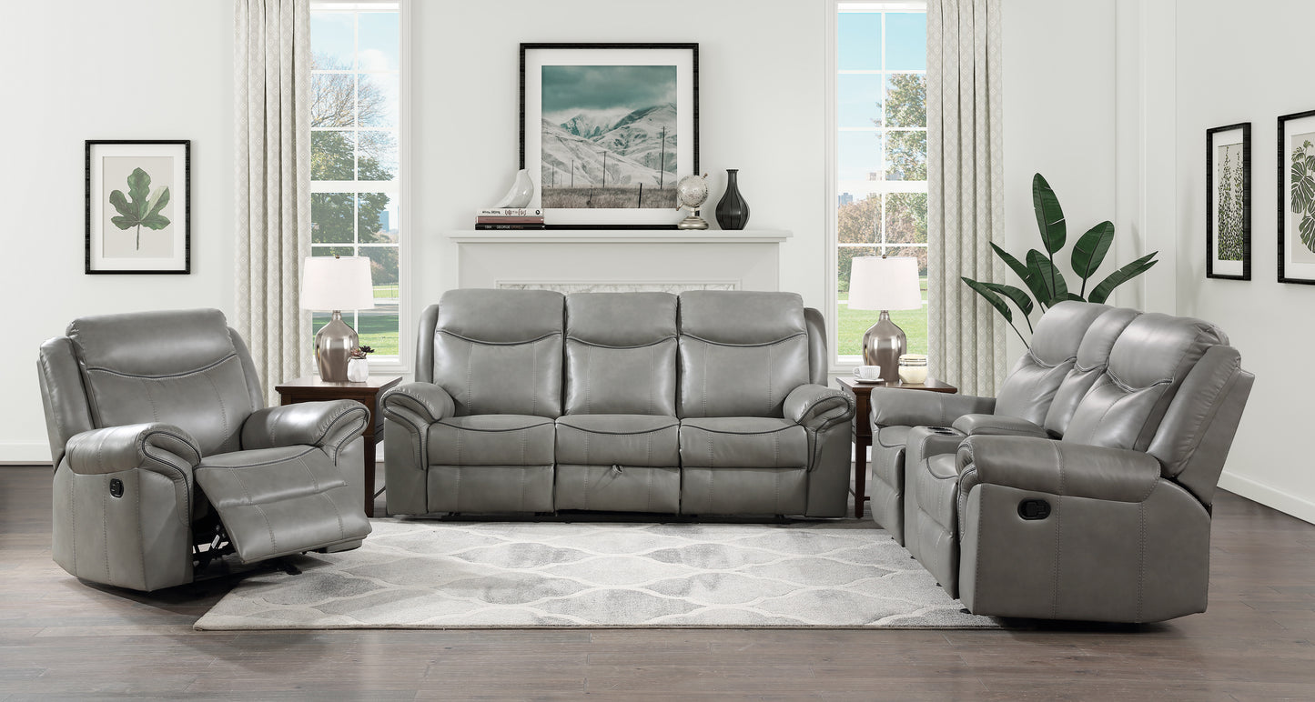 Homelegance Aram Glider Recliner Chair in Gray Faux Leather 8206GRY-1
