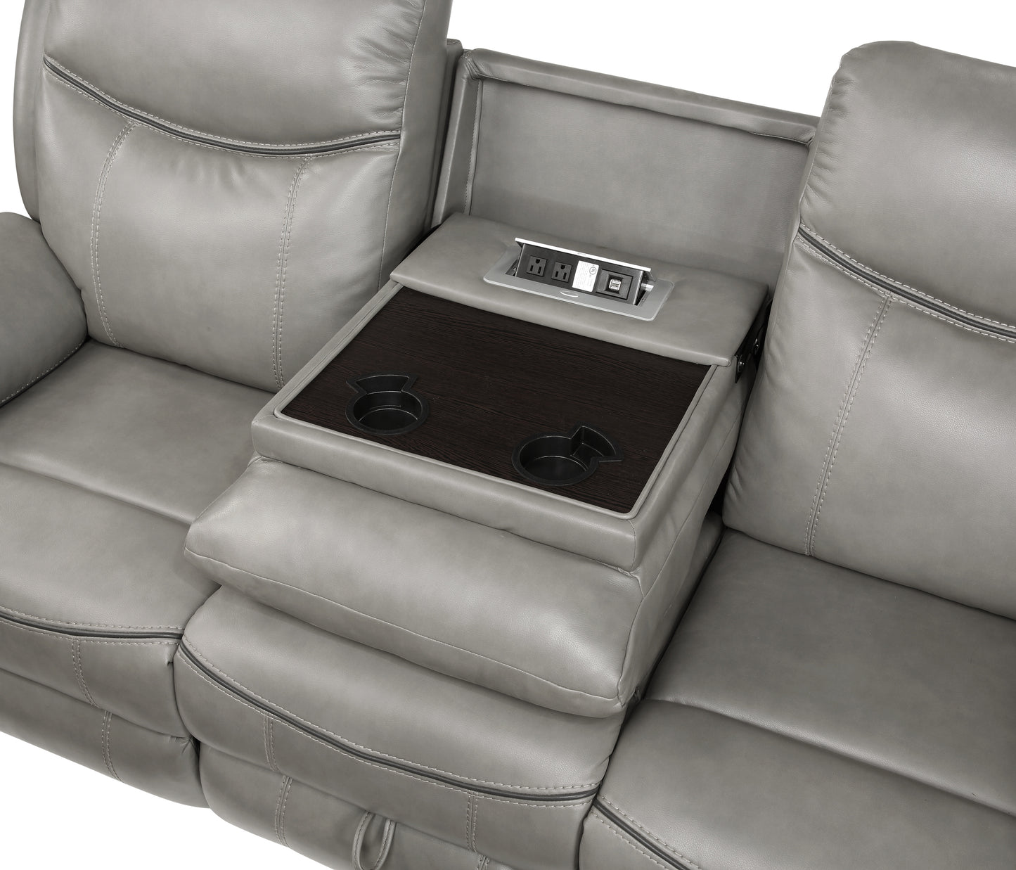 Homelegance Aram Gray Faux Leather Double Reclining Sectional Sofa 8206GRY-3