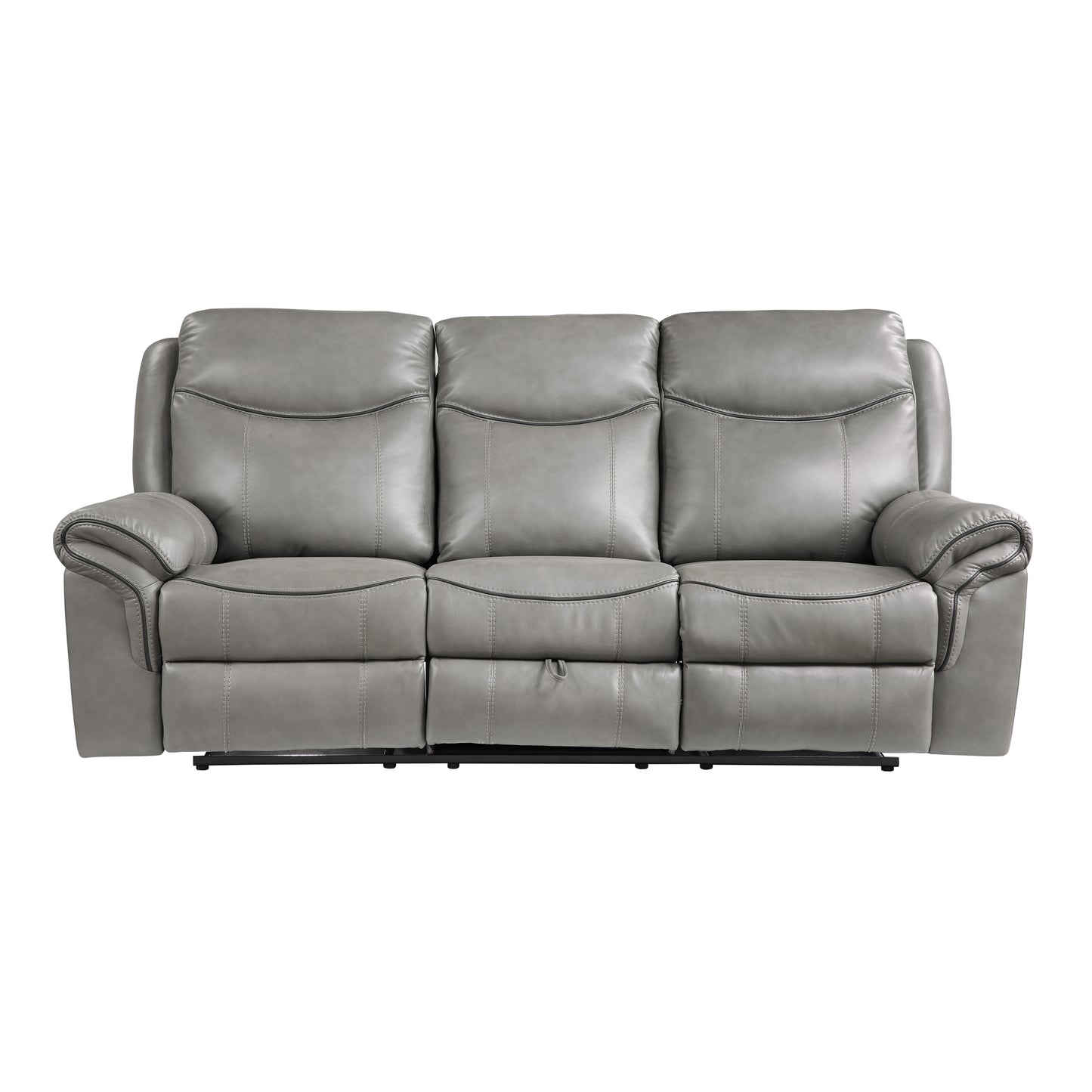 Homelegance Aram Gray Faux Leather Double Reclining Sectional Sofa 8206GRY-3