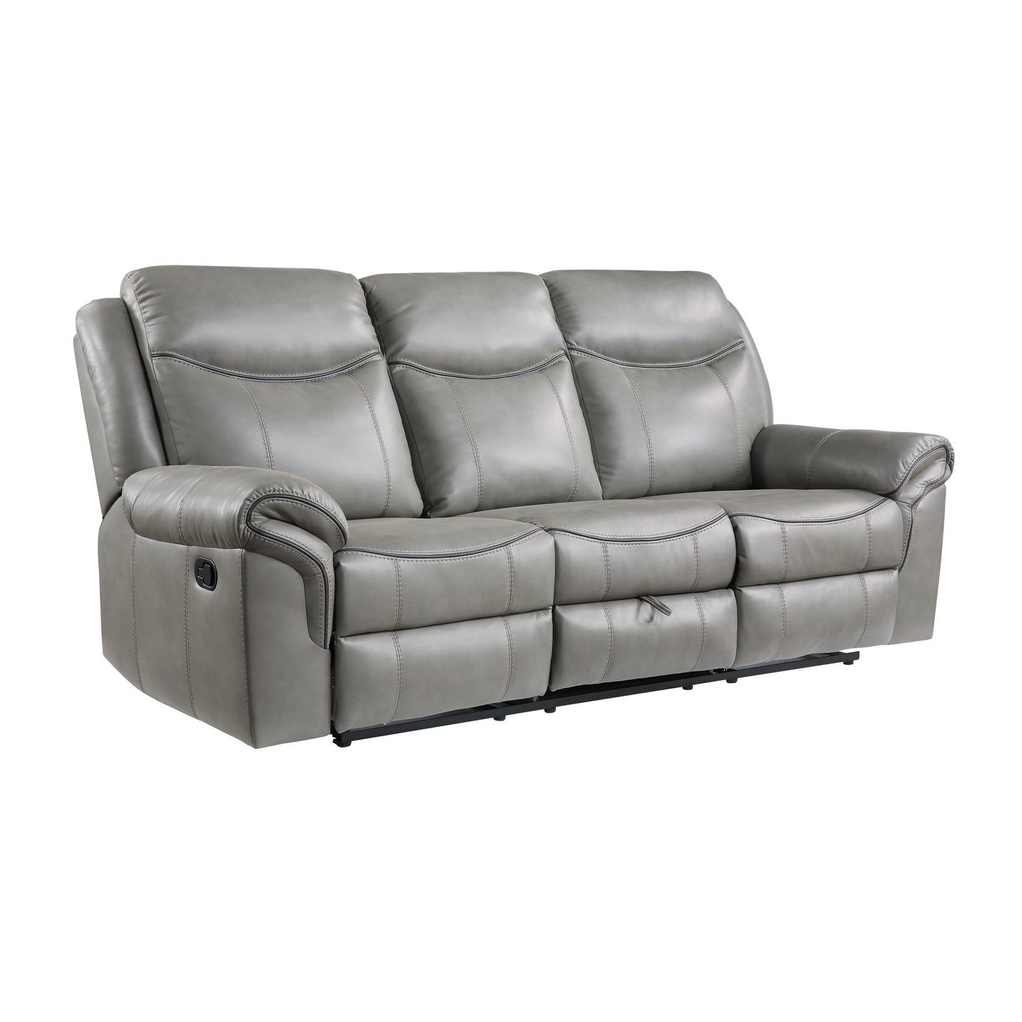 Homelegance Aram Gray Faux Leather Double Reclining Sectional Sofa 8206GRY-3