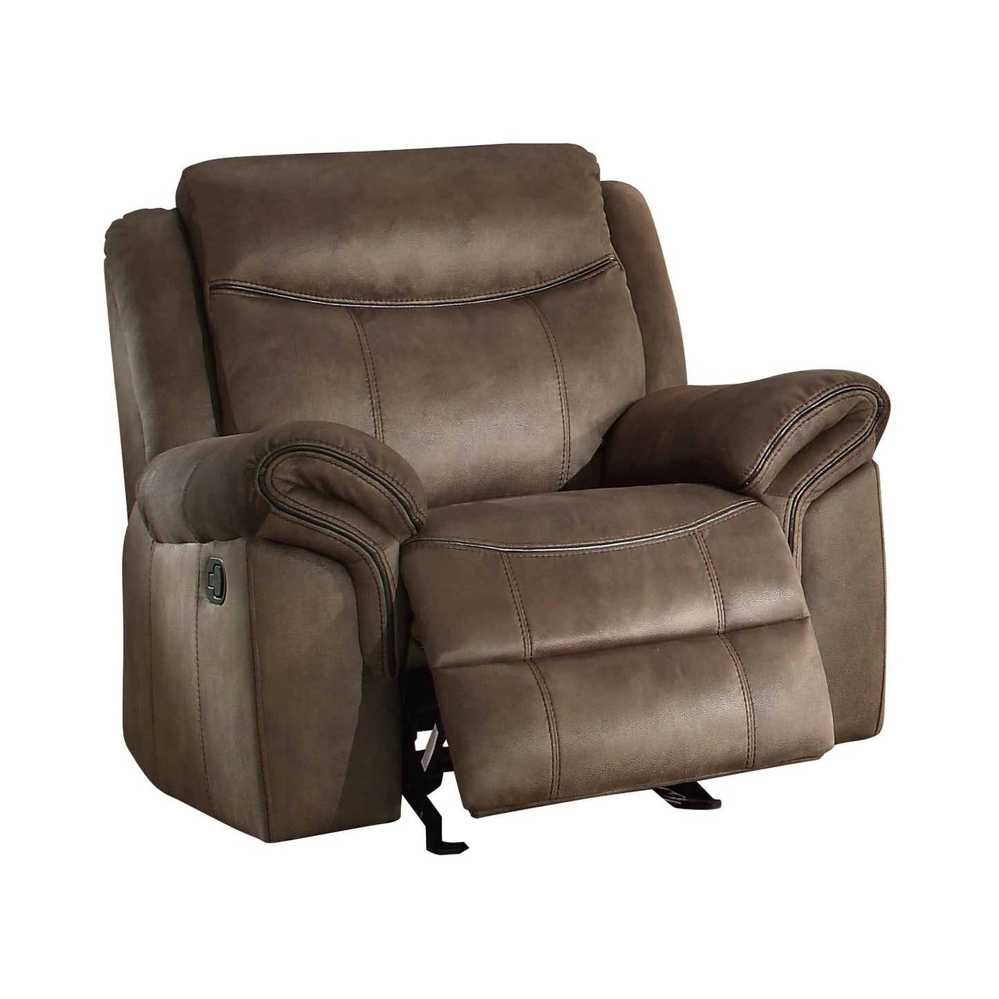 Homelegance Aram Recliner Glider Chair in Brown Polished Microfiber 8206NF-1