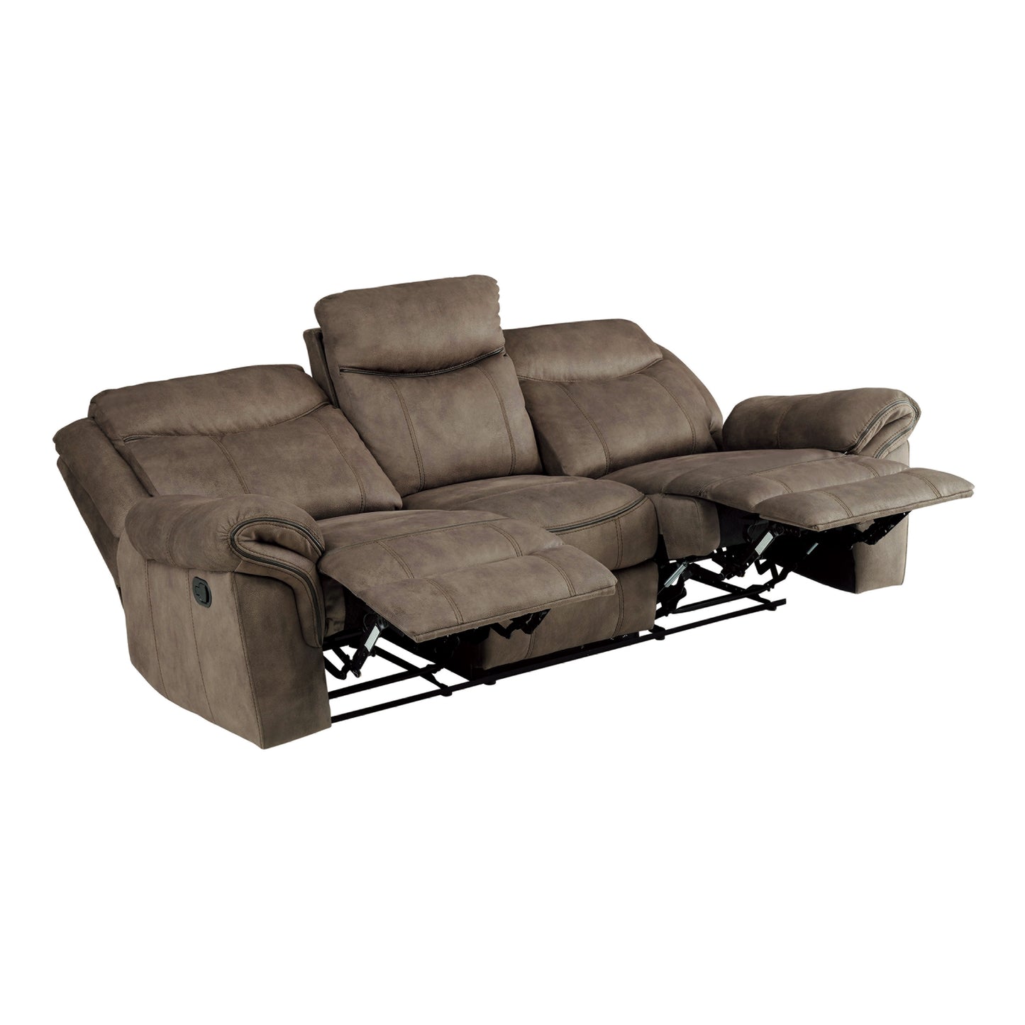 Homelegance Aram Brown Microfiber Double Reclining Sectional Sofa 8206NF-3