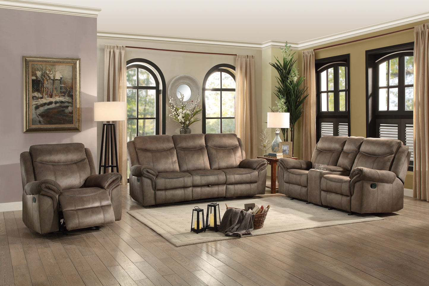 Homelegance Aram Recliner Glider Chair in Brown Polished Microfiber 8206NF-1