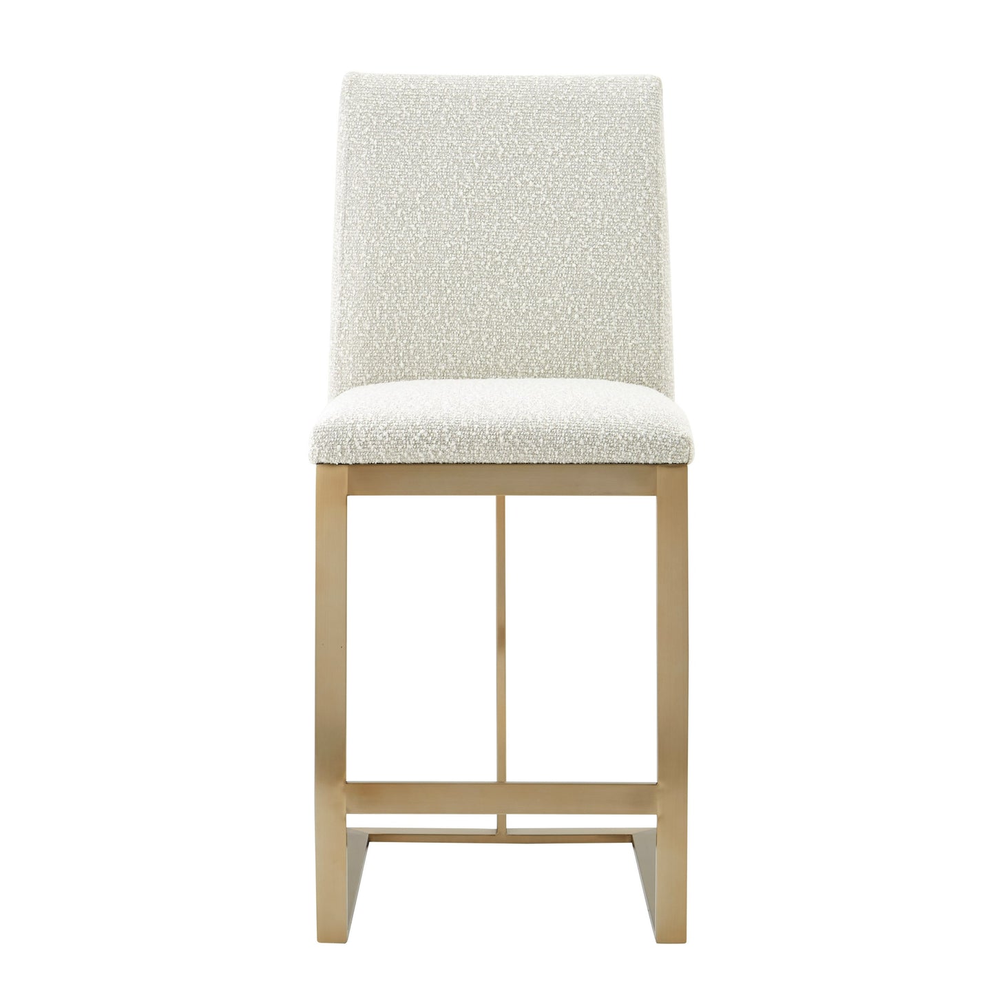 Modrest Frankie Modern Off-White Fabric Antique Brass Counter Chair
