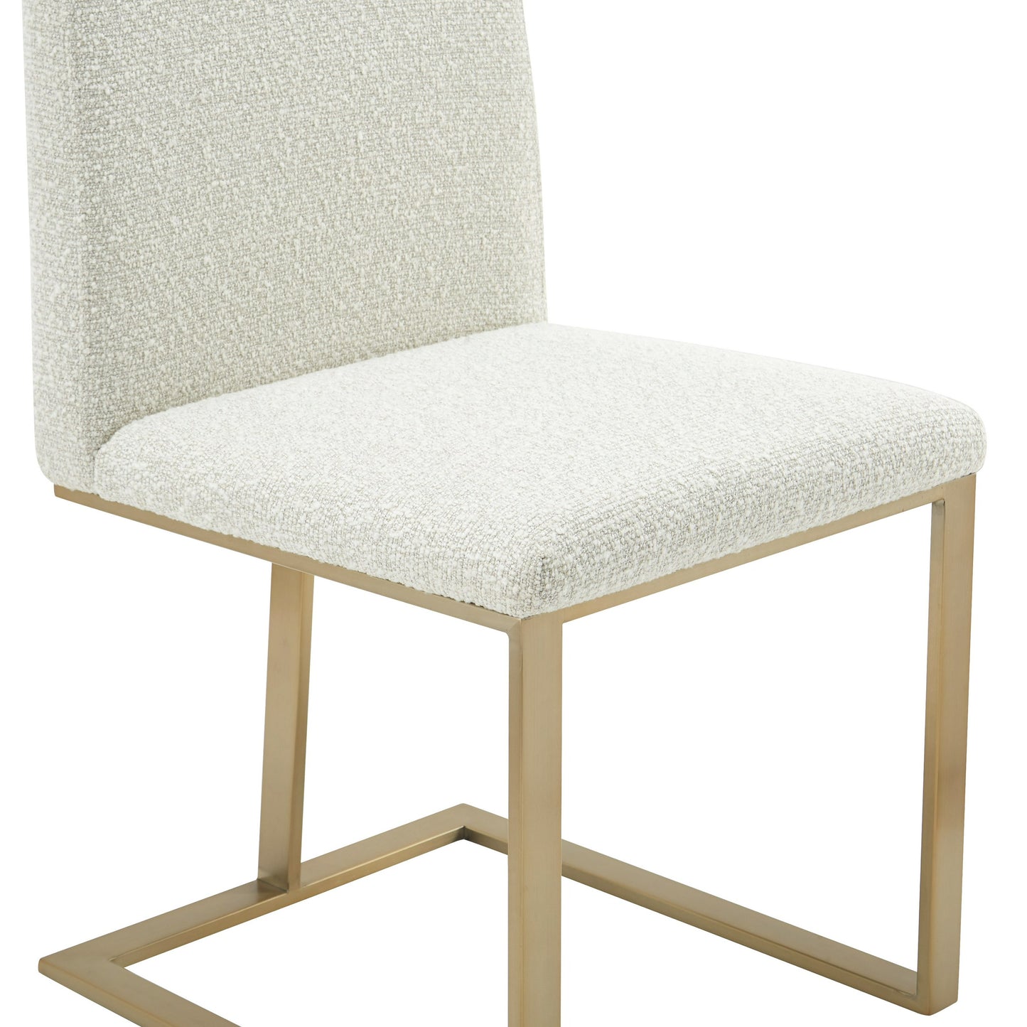 Modrest Frankie Modern Off-White Fabric Antique Brass Dining Chair