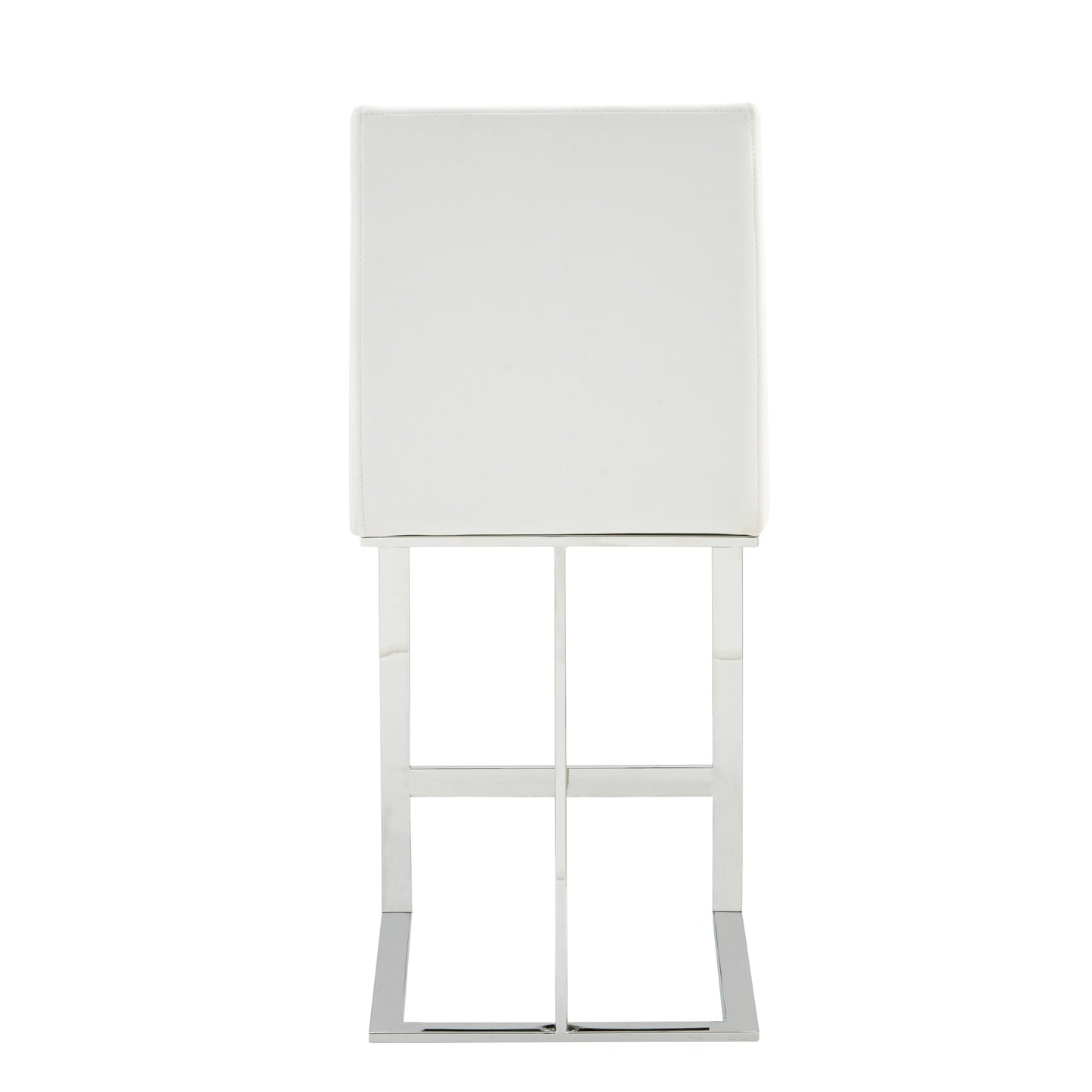 Modrest Frankie Modern White Vegan Leather Stainless Steel Counter Chair