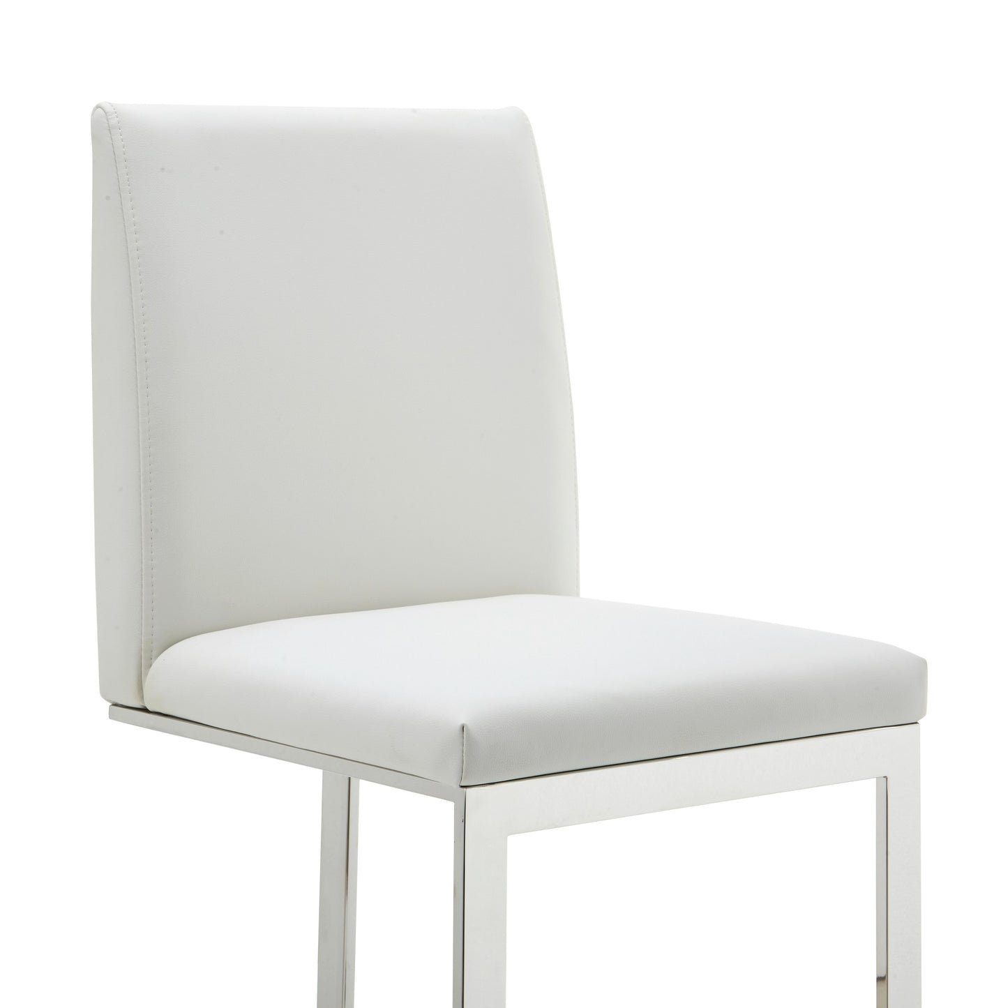 Modrest Frankie Modern White Vegan Leather Stainless Steel Counter Chair