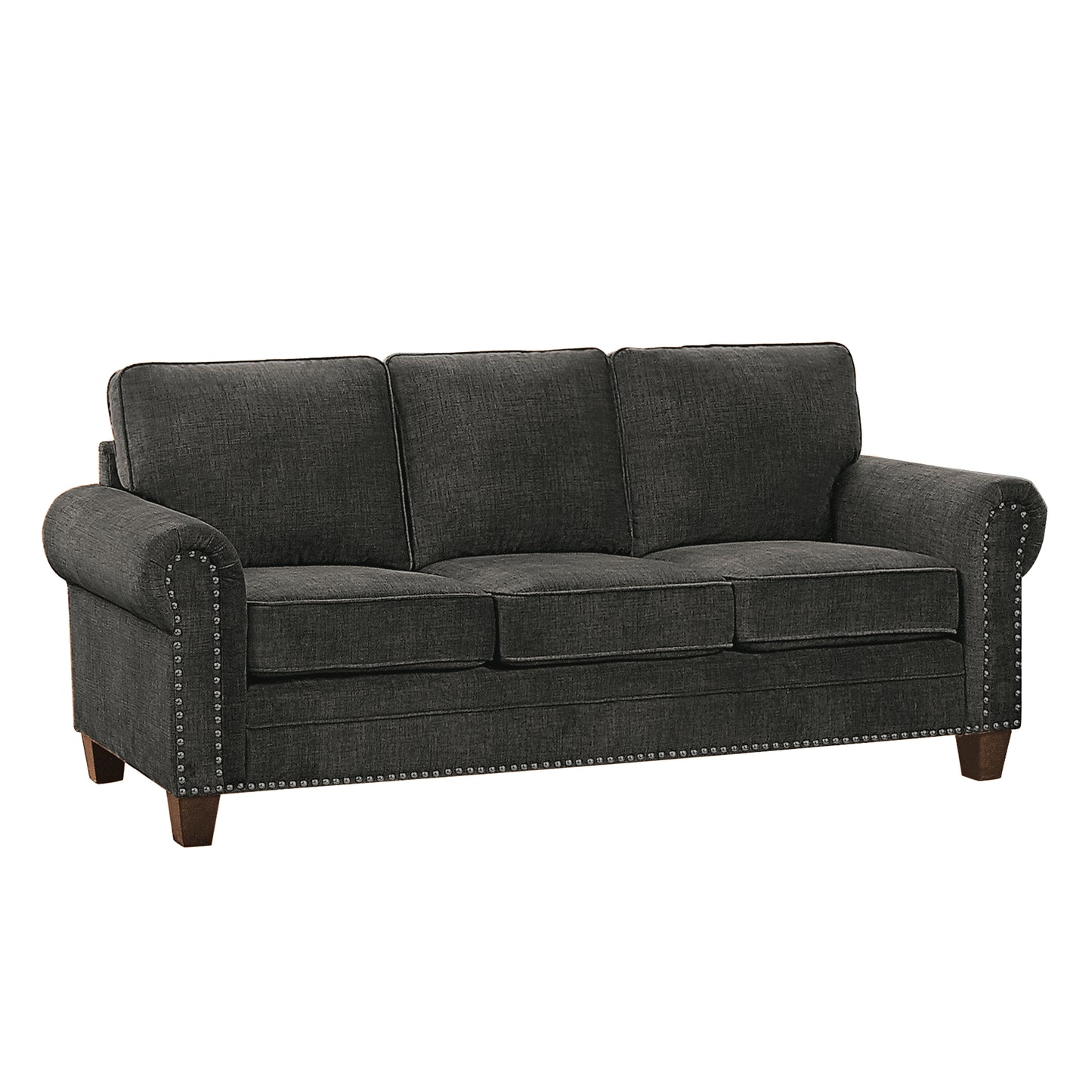 Homelegance Cornelia Dark Gray Sofa with Nailhead Trim 8216DG-3