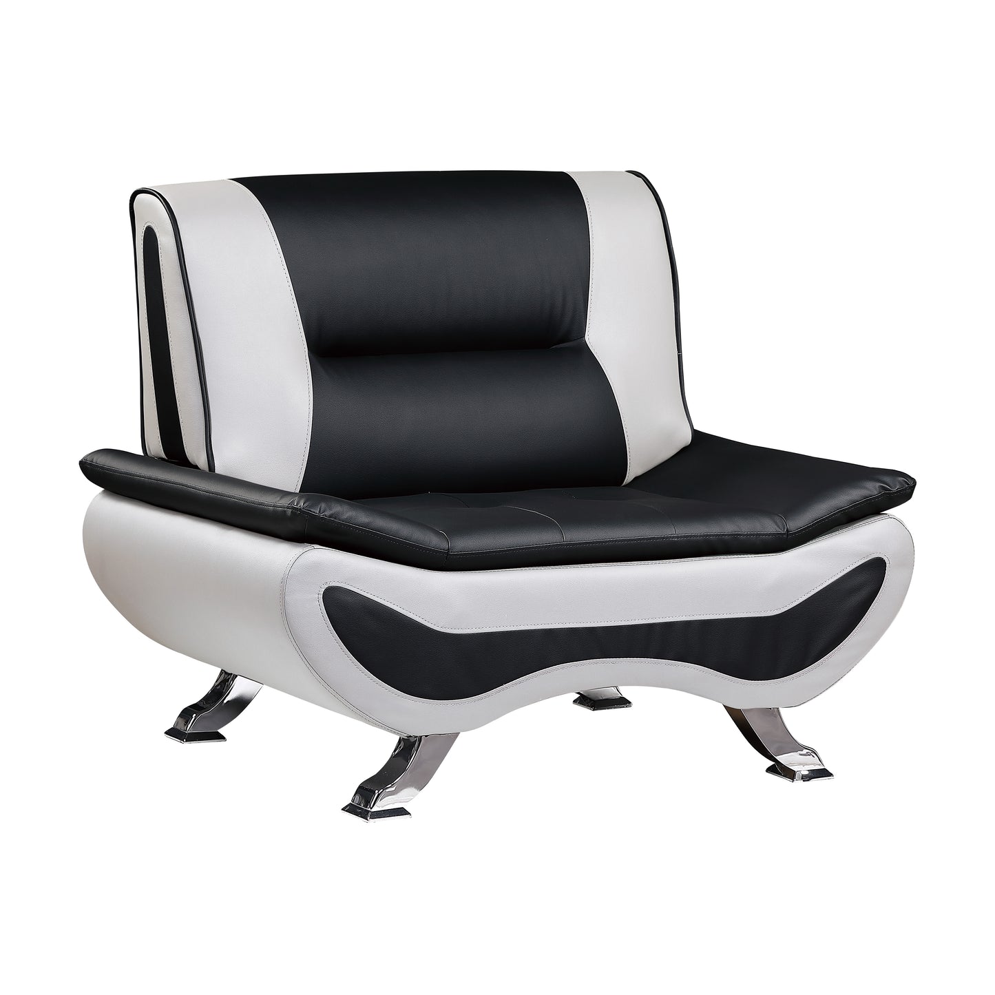 Homelegance Veloce Accent Chair in Black and White Faux Leather 8219-1