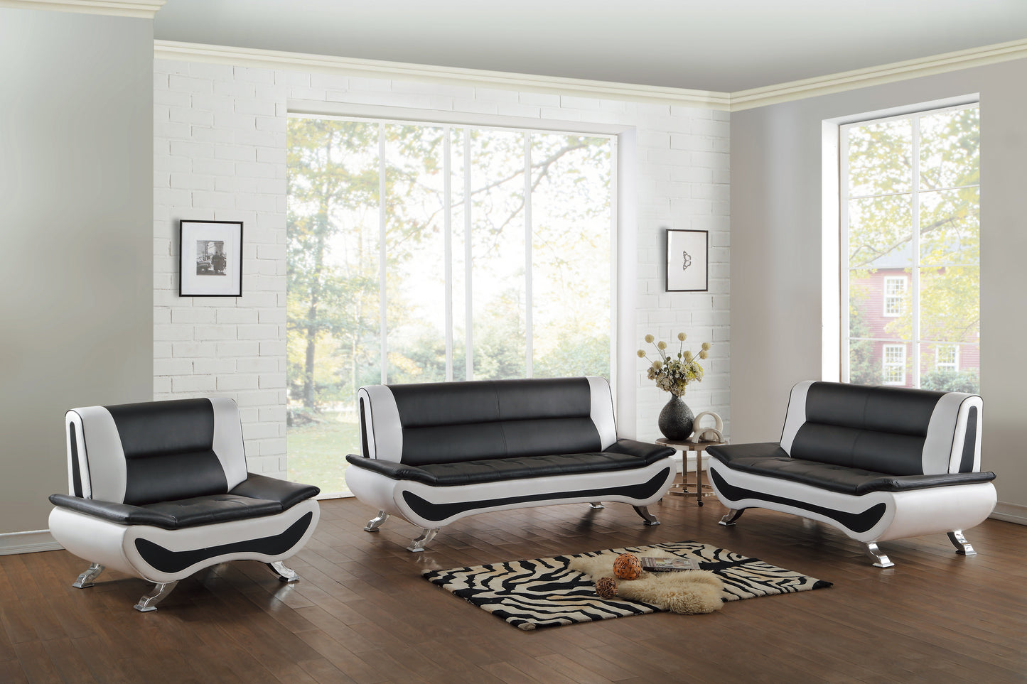 Homelegance Veloce Accent Chair in Black and White Faux Leather 8219-1