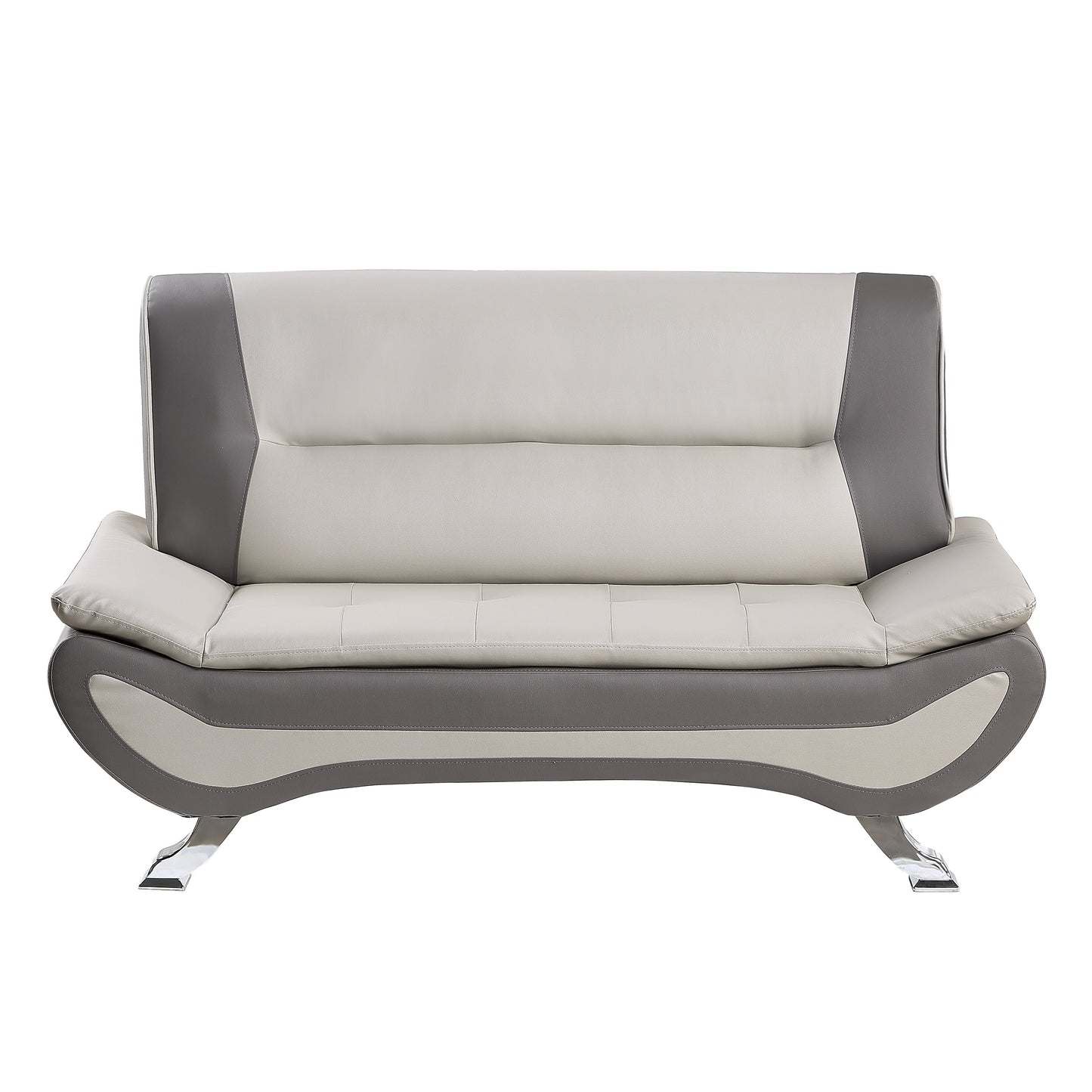 Homelegance Veloce Loveseat in Beige and Gray Faux Leather 8219BEG-2