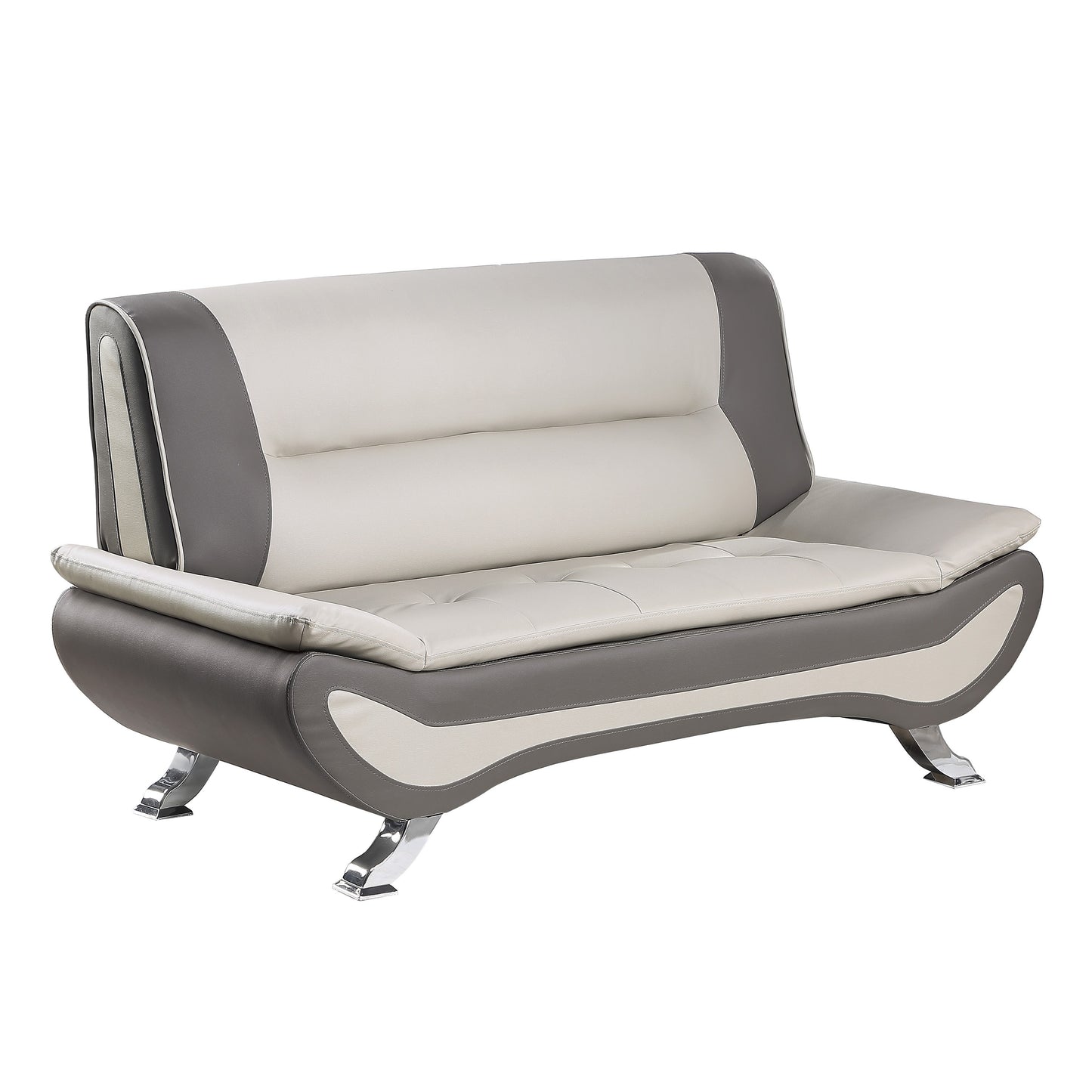 Homelegance Veloce Loveseat in Beige and Gray Faux Leather 8219BEG-2
