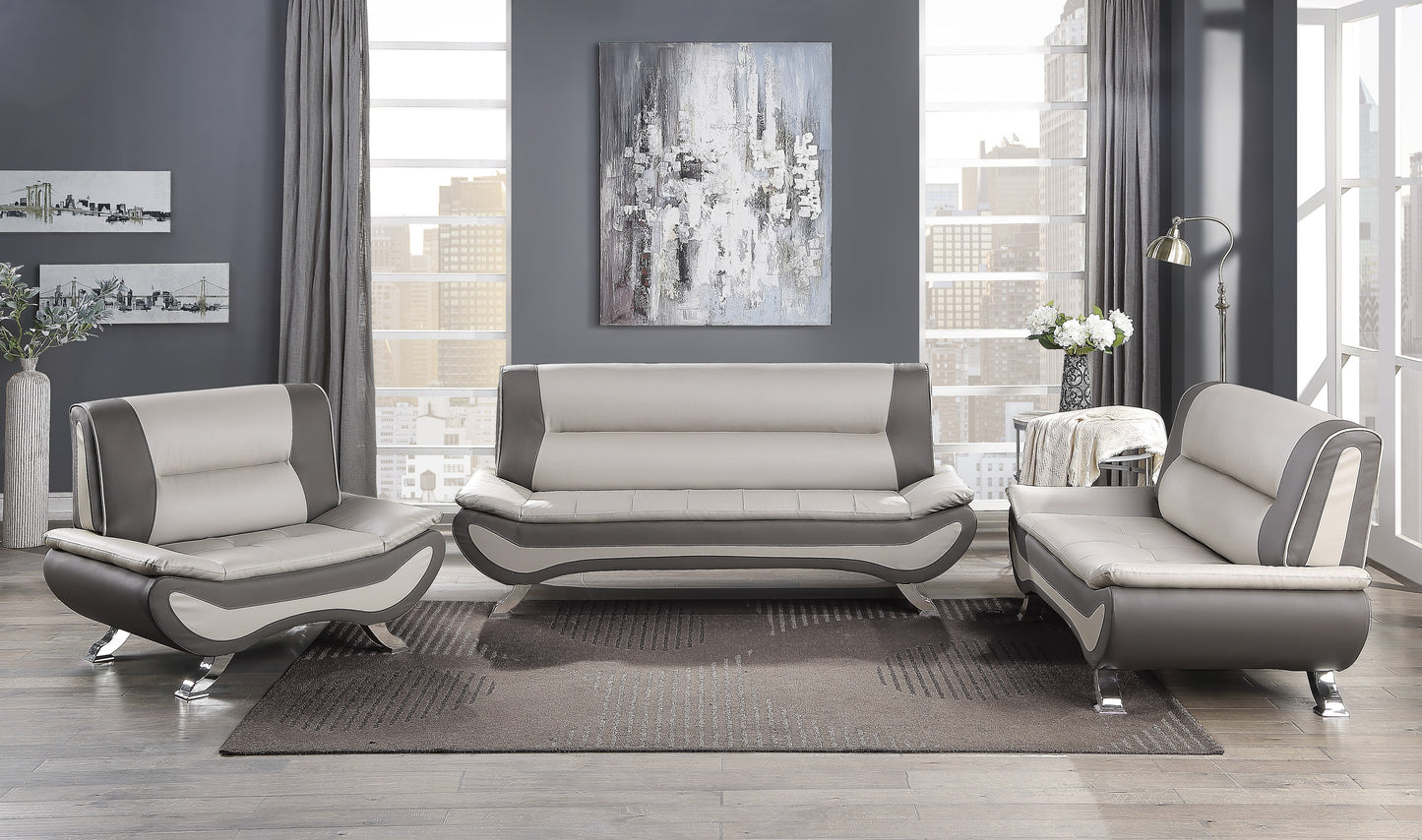 Homelegance Veloce Sectional Sofa Beige Gray Faux Leather 8219BEG-3