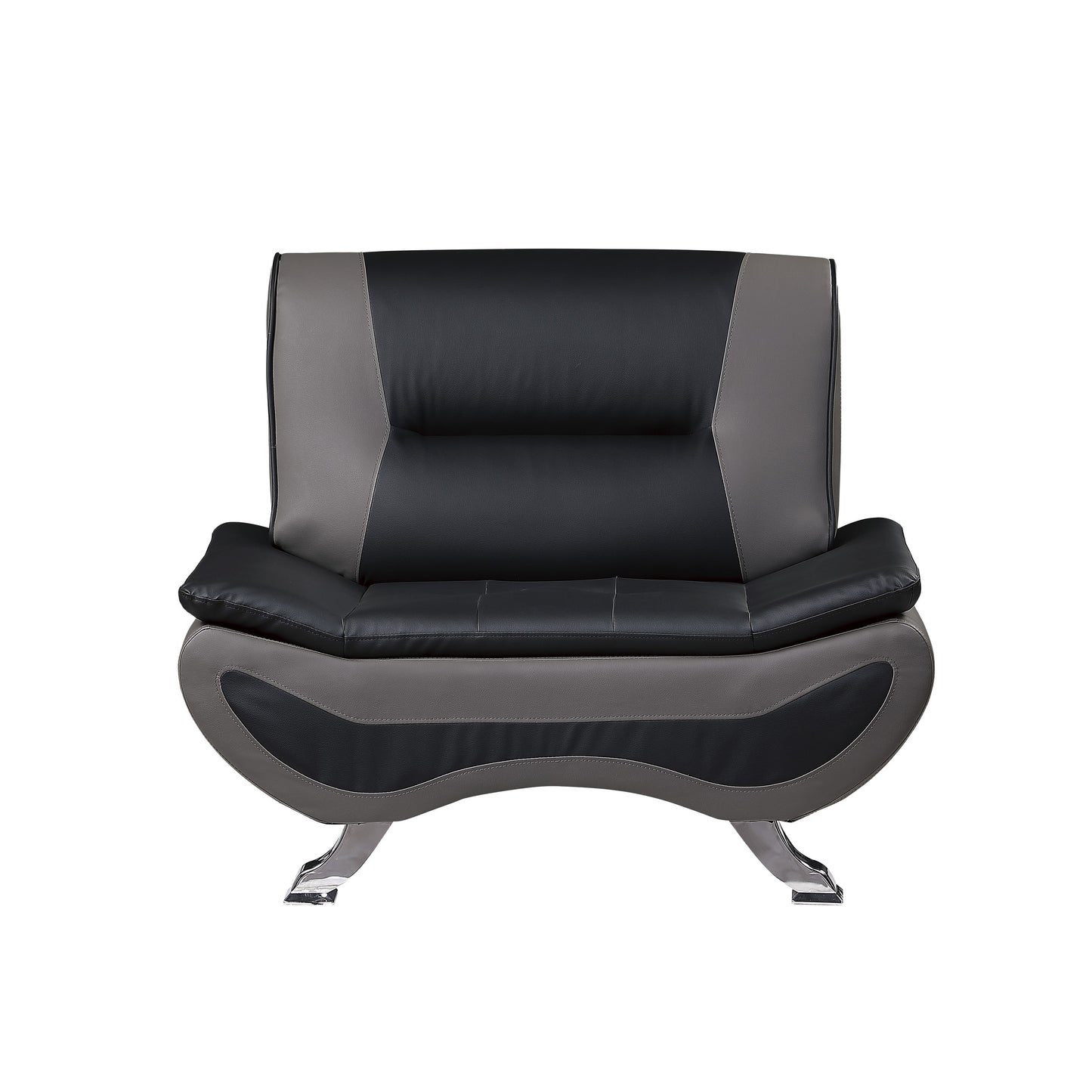 Homelegance Veloce Accent Chair in Black Faux Leather with Chrome Feet 8219BLK-1