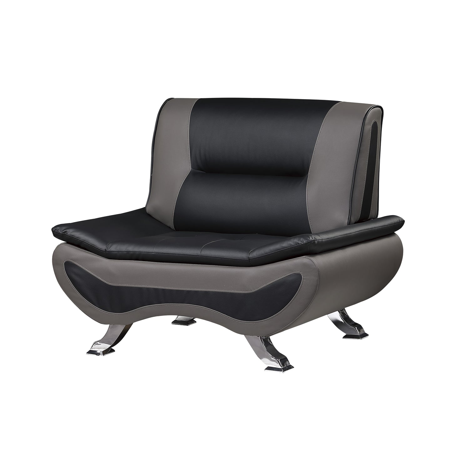 Homelegance Veloce Accent Chair in Black Faux Leather with Chrome Feet 8219BLK-1