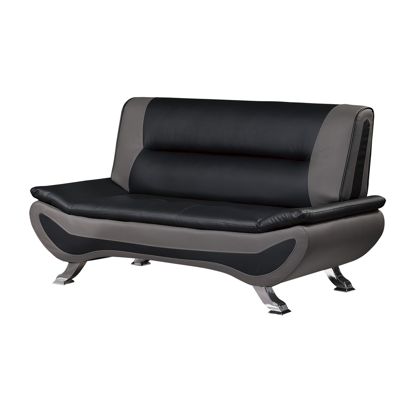 Homelegance Veloce Loveseat in Black Faux Leather 8219BLK-2
