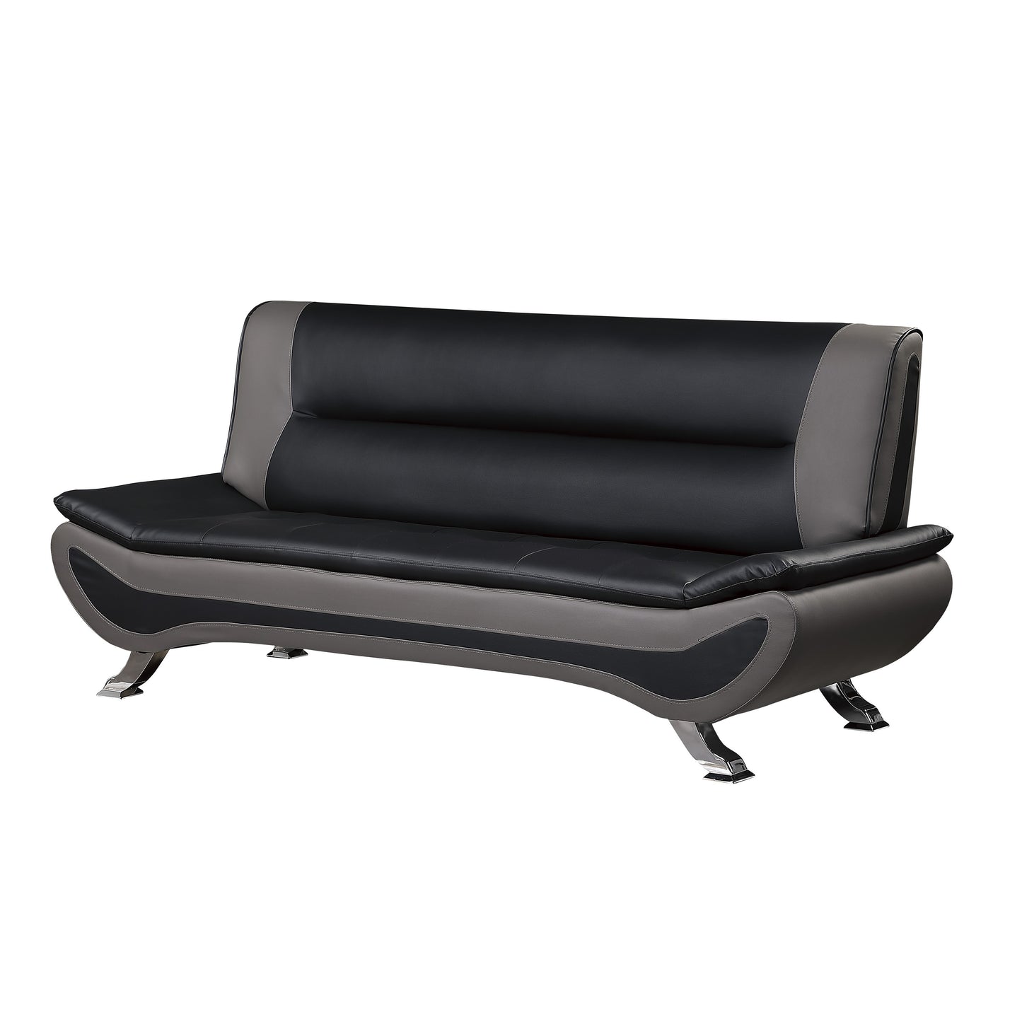 Homelegance Veloce Black Gray Faux Leather Sectional Sofa 8219BLK-3