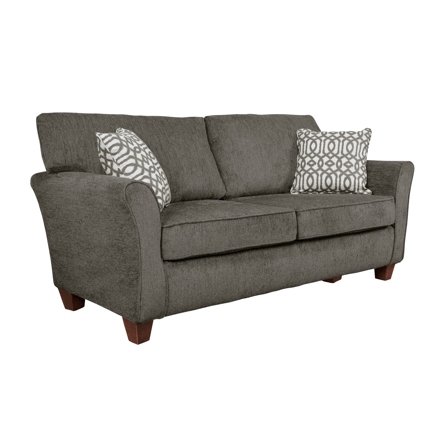 Homelegance Alain Loveseat in Brownish Gray Chenille with Dark Cherry Legs 8225-2