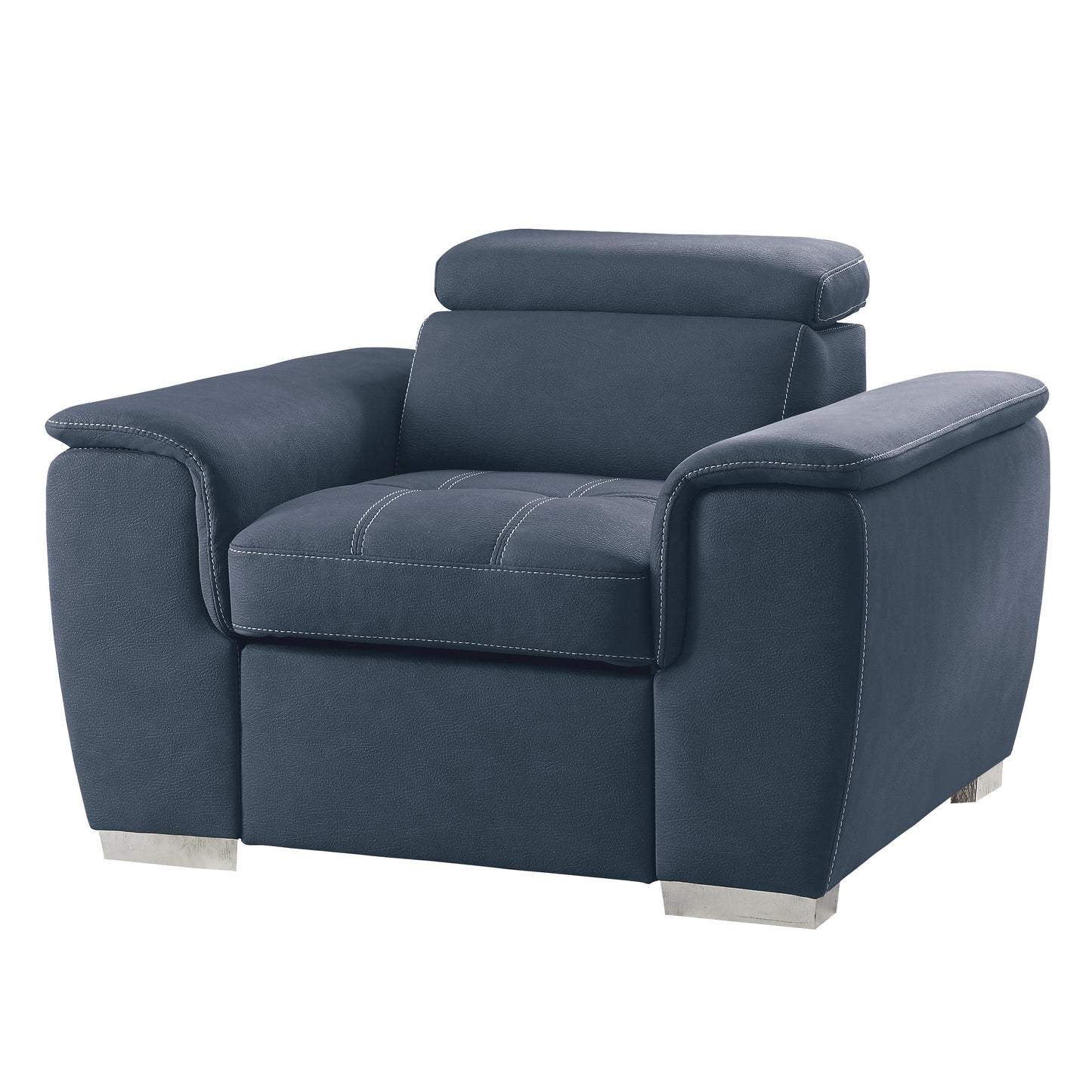 Homelegance Ferriday Accent Chair with Pull-out Ottoman in Textured Blue Microfiber 8228BU-1
