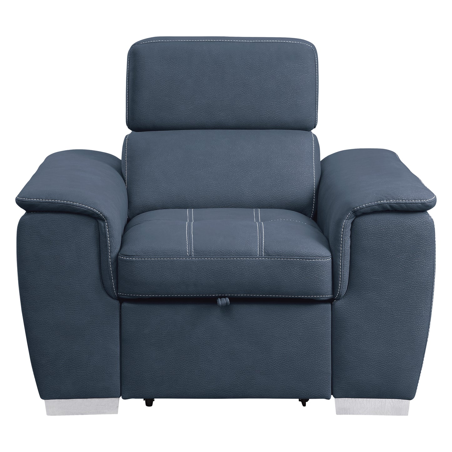Homelegance Ferriday Accent Chair with Pull-out Ottoman in Textured Blue Microfiber 8228BU-1
