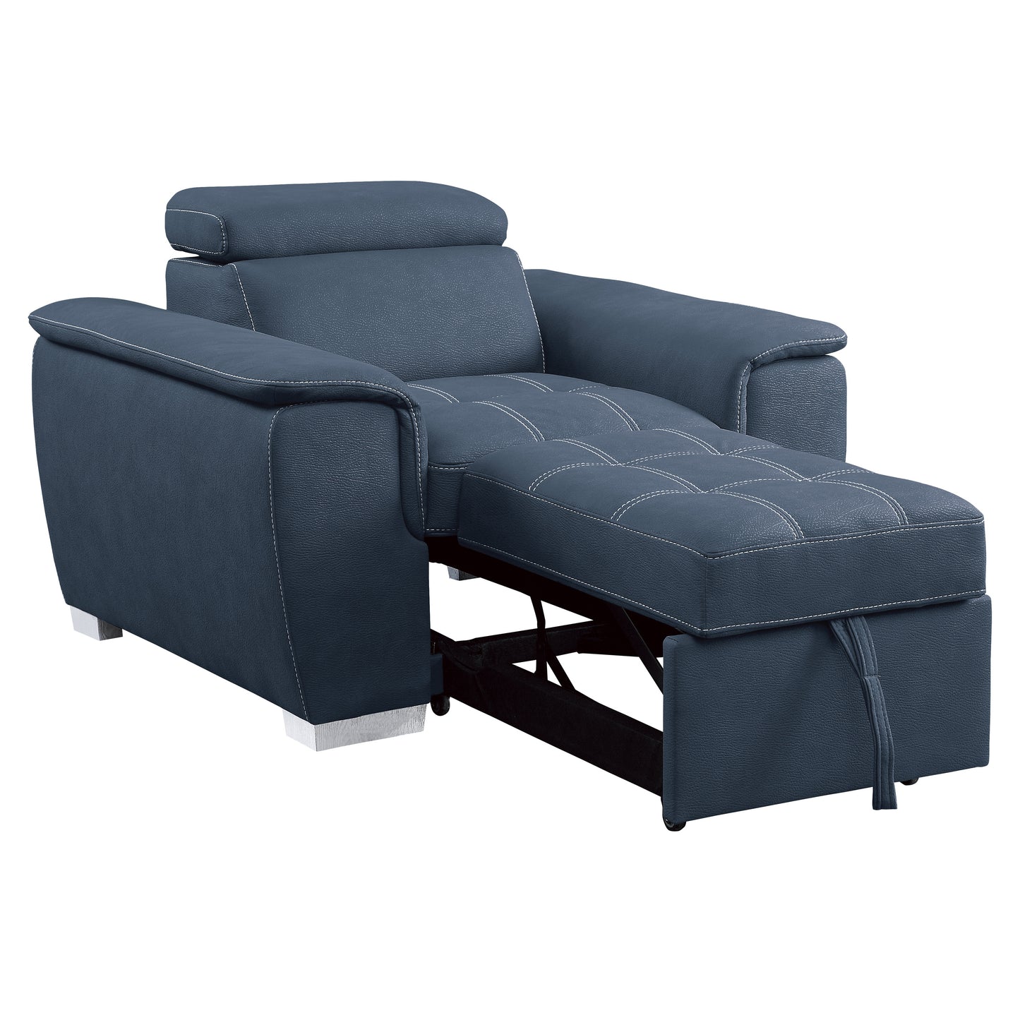 Homelegance Ferriday Accent Chair with Pull-out Ottoman in Textured Blue Microfiber 8228BU-1
