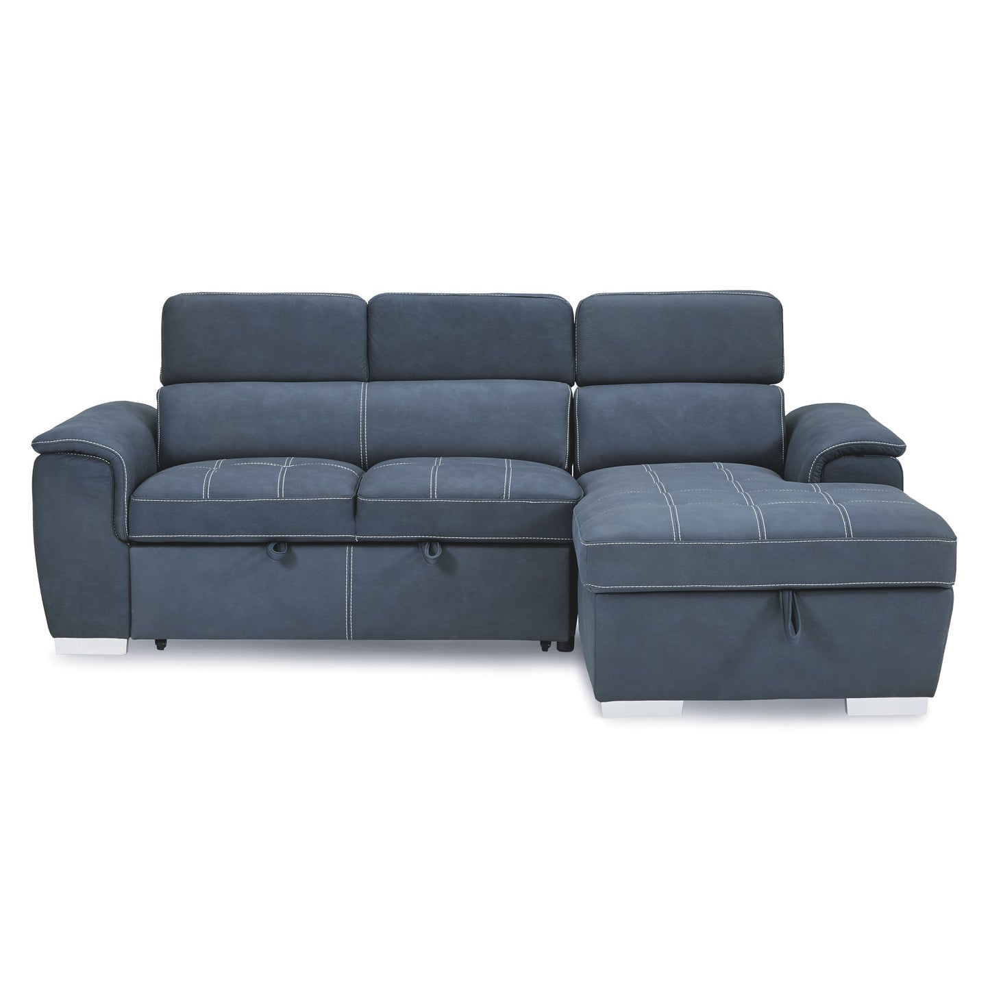 Homelegance Ferriday Sectional Sofa Blue Microfiber with Hidden Storage 8228BU
