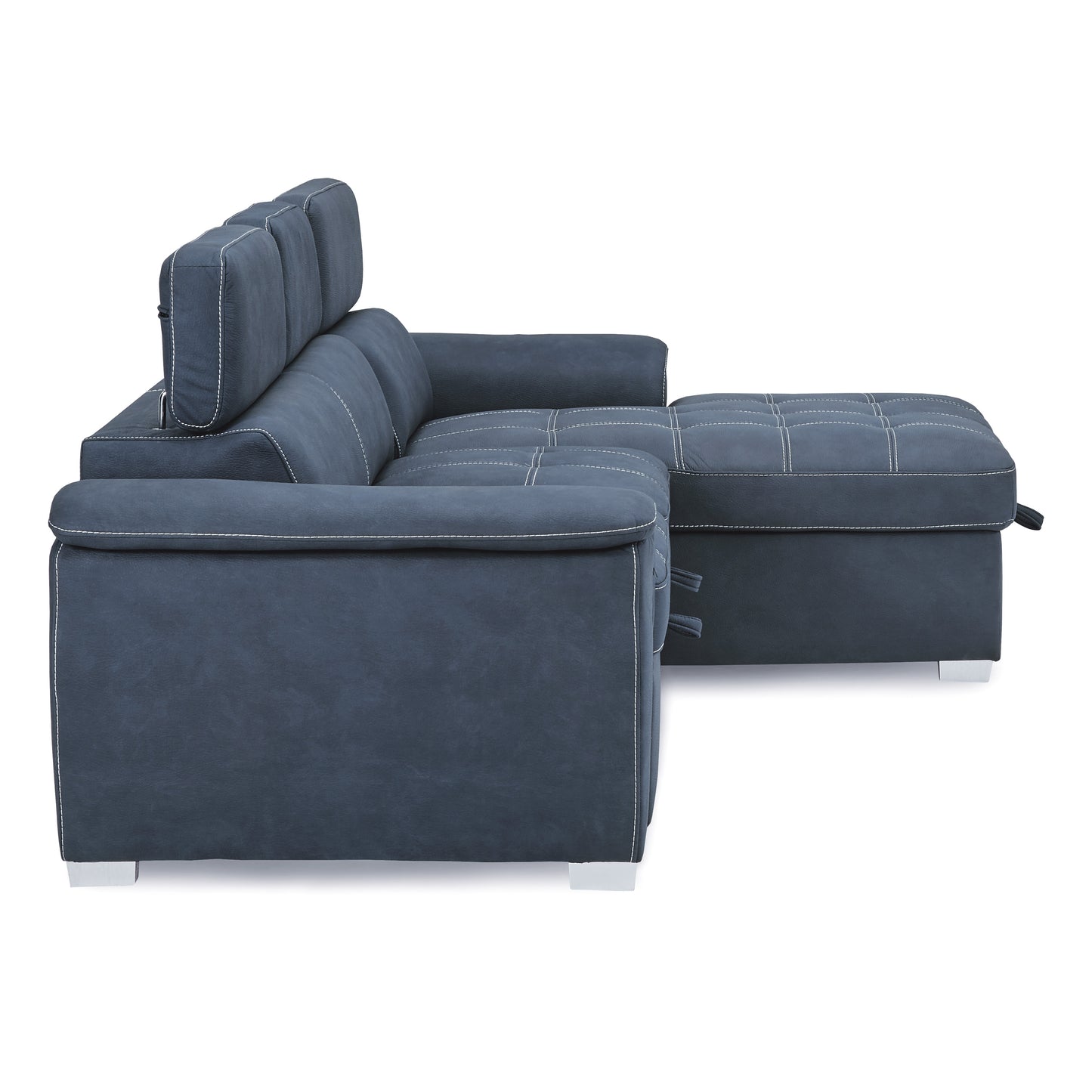 Homelegance Ferriday Sectional Sofa Blue Microfiber with Hidden Storage 8228BU