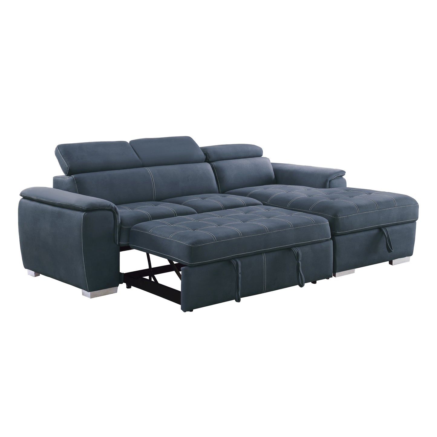 Homelegance Ferriday Sectional Sofa Blue Microfiber with Hidden Storage 8228BU