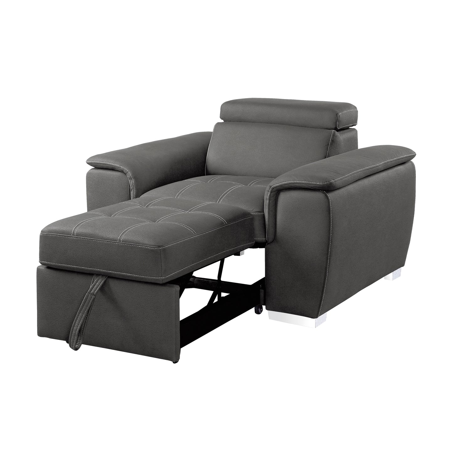 Homelegance Ferriday Accent Chair with Pull-out Ottoman Gray 8228GY-1