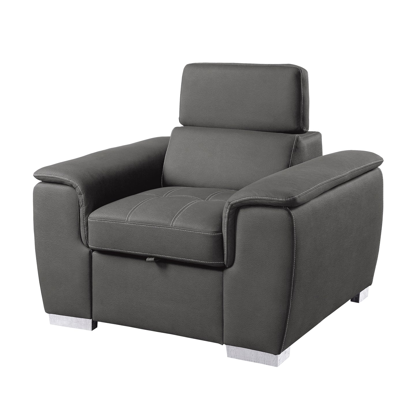 Homelegance Ferriday Accent Chair with Pull-out Ottoman Gray 8228GY-1