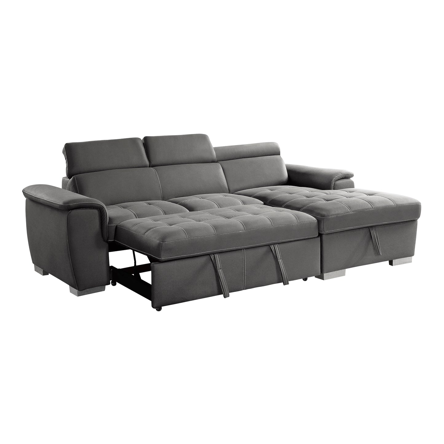 Homelegance Ferriday Sectional with Adjustable Headrests in Gray 8228GY