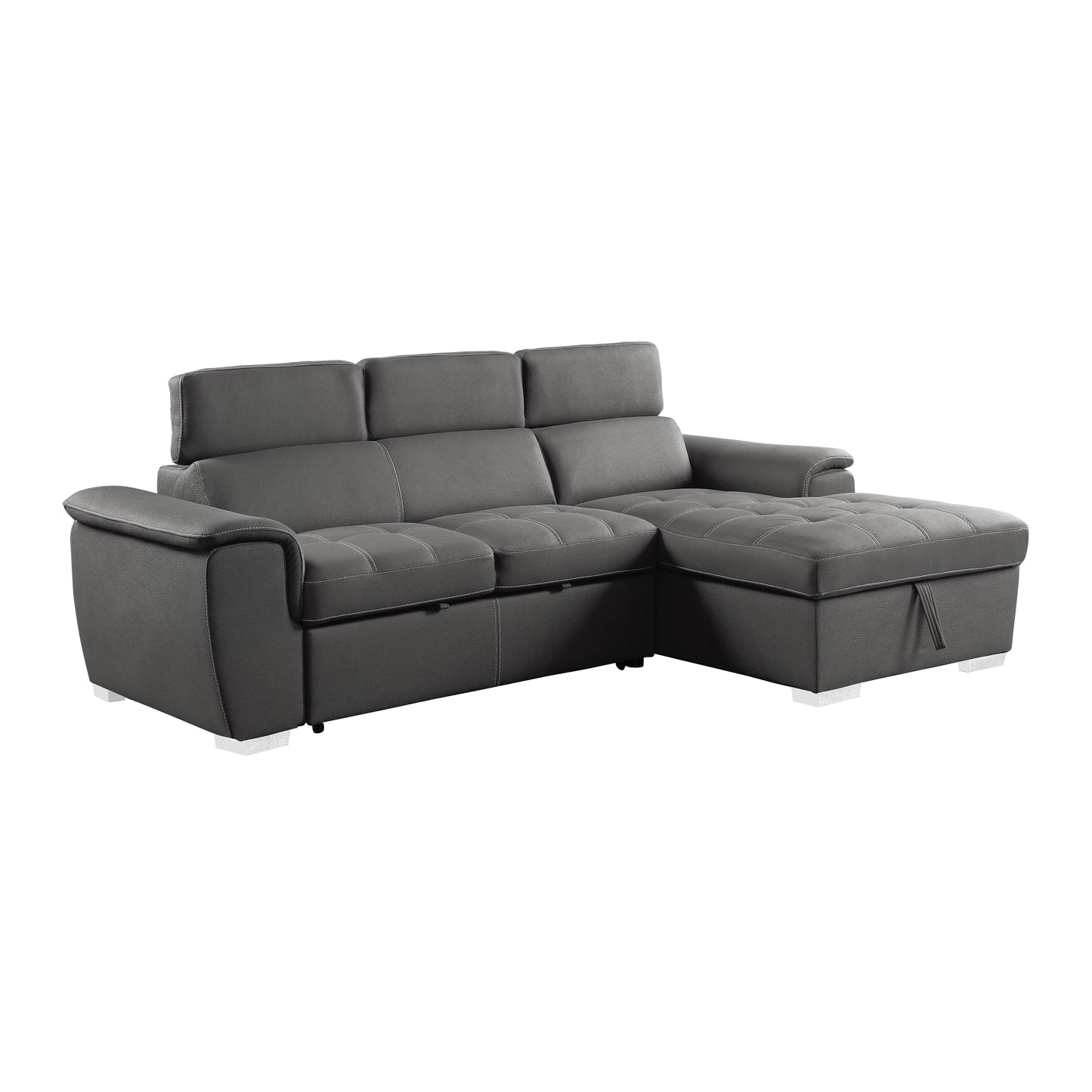 Homelegance Ferriday Sectional Sofa Soft Gray Upholstery 8228GY