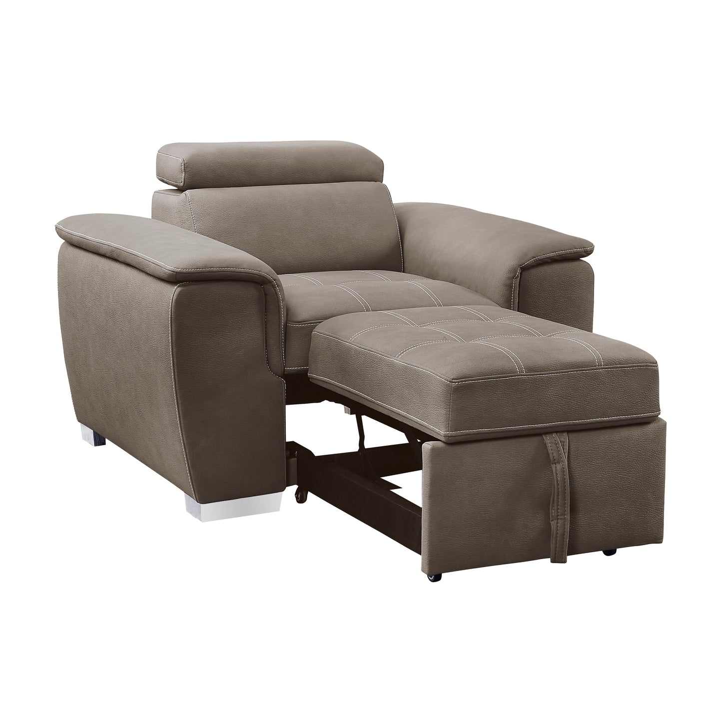 Homelegance Ferriday Accent Chair with Pull-out Ottoman in Textured Taupe 8228TP-1