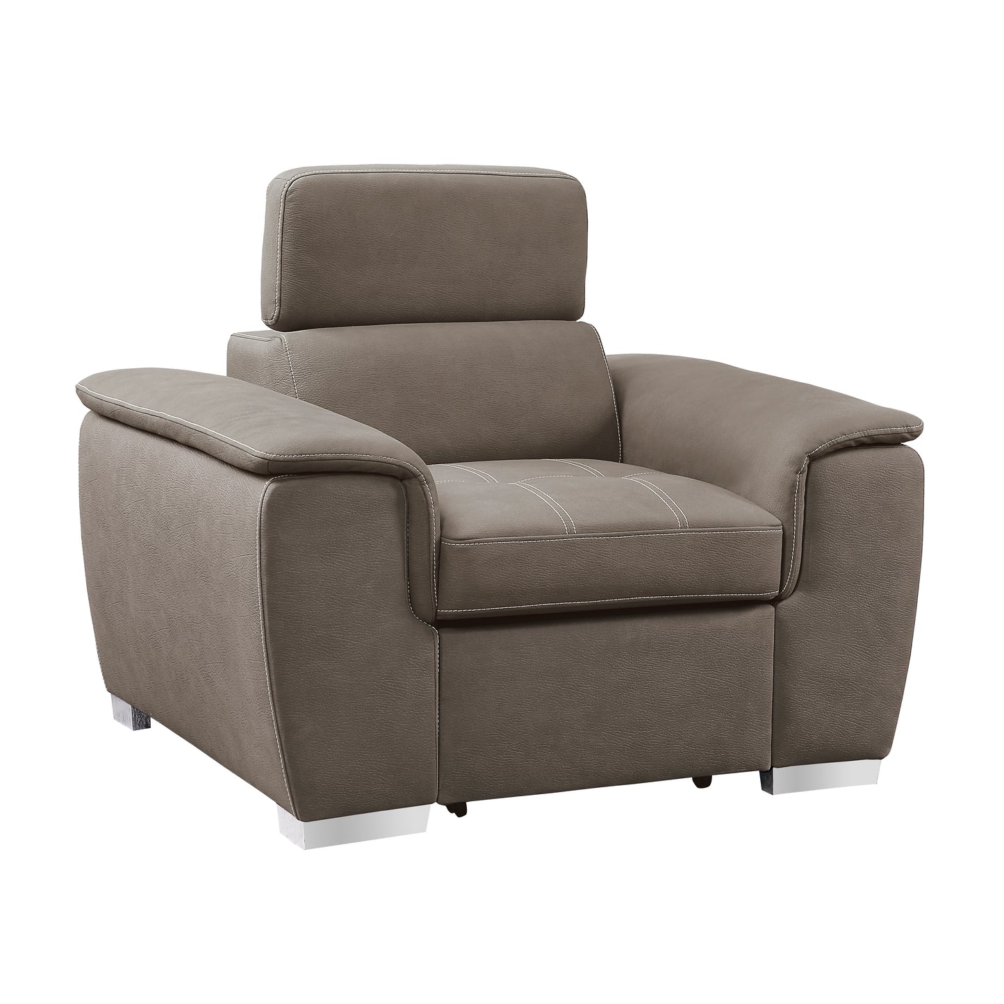 Homelegance Ferriday Accent Chair with Pull-out Ottoman in Textured Taupe 8228TP-1