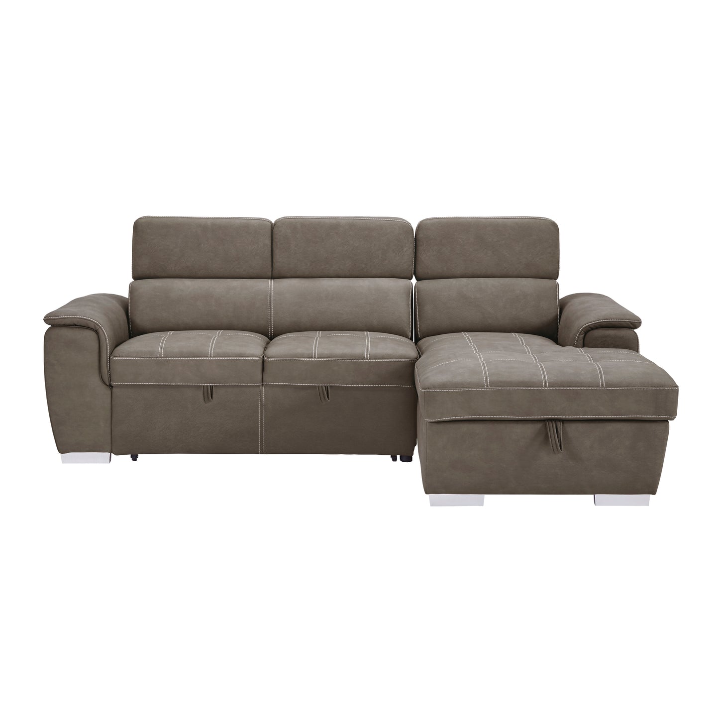 Homelegance Ferriday Sectional Sofa in Soft Taupe with Hidden Storage and Bed 8228TP