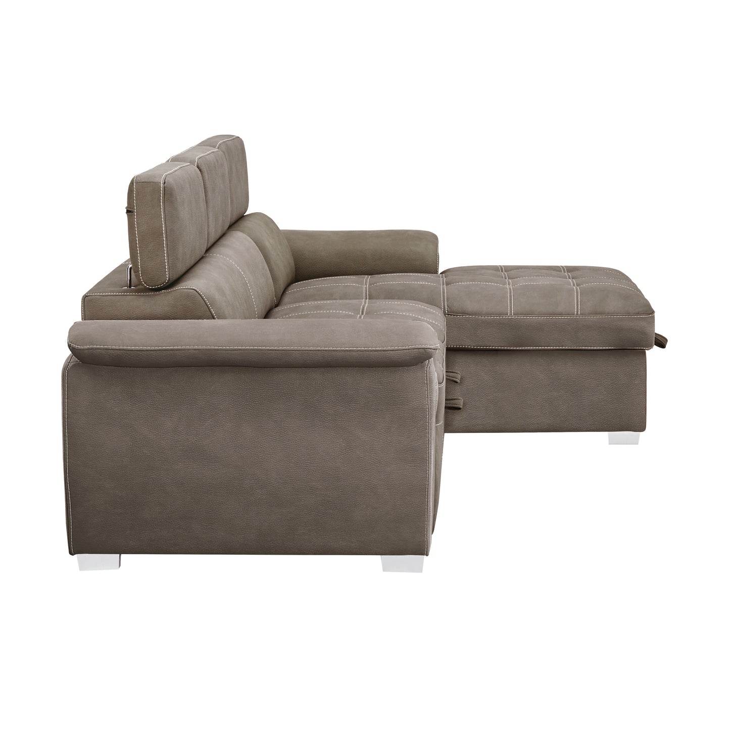 Homelegance Ferriday Sectional Sofa in Soft Taupe with Hidden Storage and Bed 8228TP