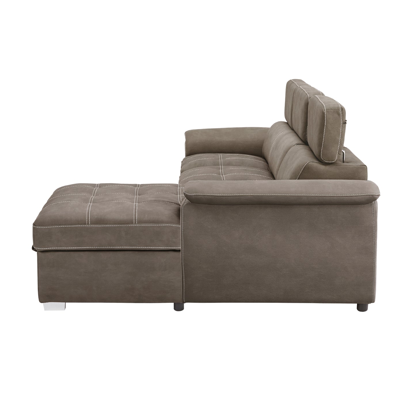 Homelegance Ferriday Sectional Sofa in Soft Taupe with Hidden Storage and Bed 8228TP