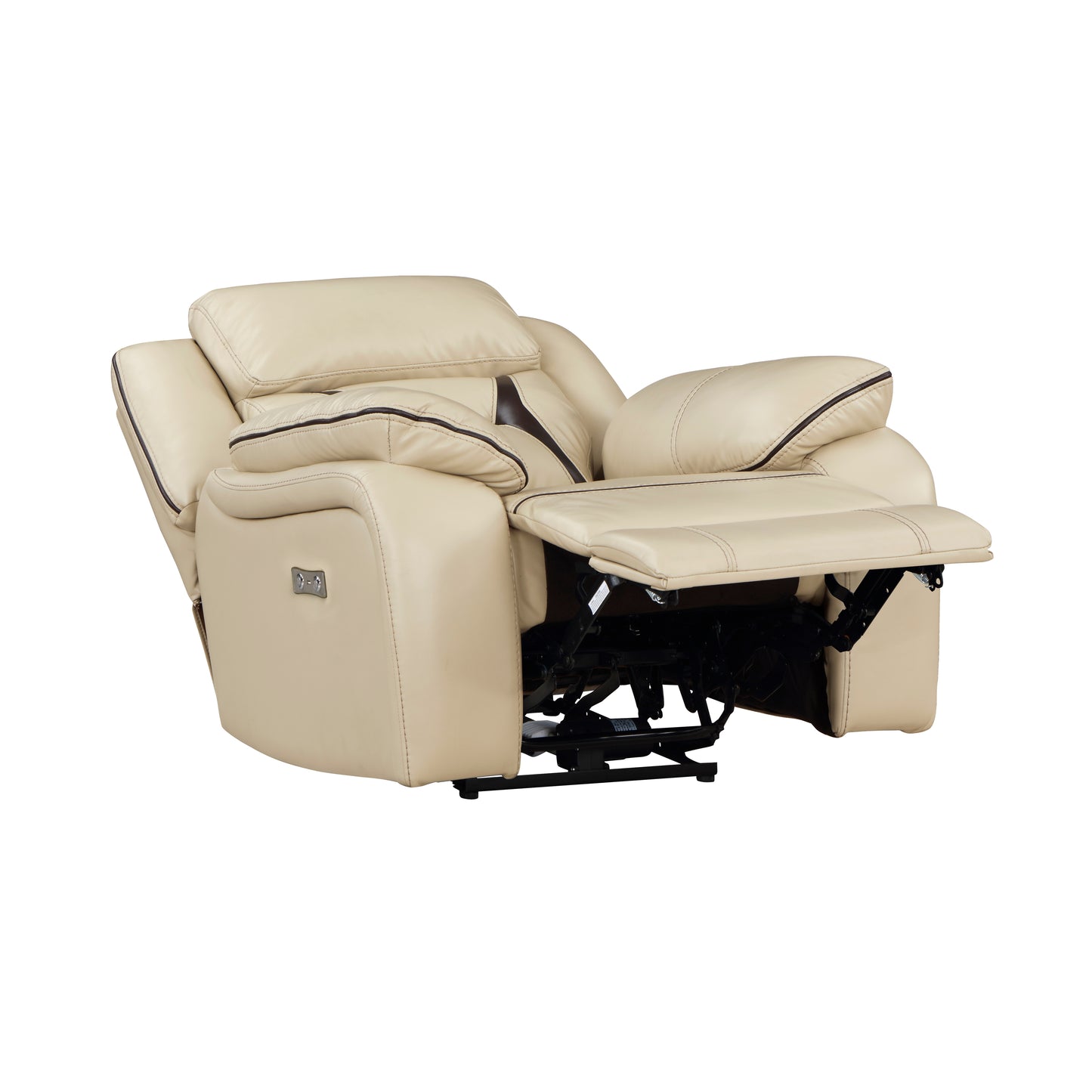 Homelegance Amite Reclining Chair Power Recliner in Beige Faux Leather 8229NBE-1PW