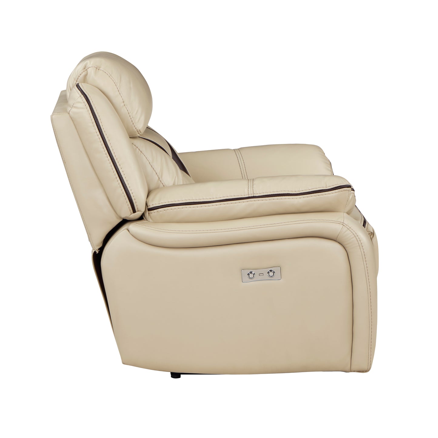 Homelegance Amite Reclining Chair Power Recliner in Beige Faux Leather 8229NBE-1PW