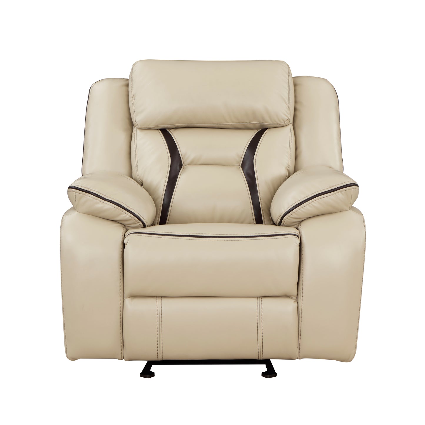 Homelegance Amite Glider Recliner Chair in Beige Faux Leather 8229NBE-1