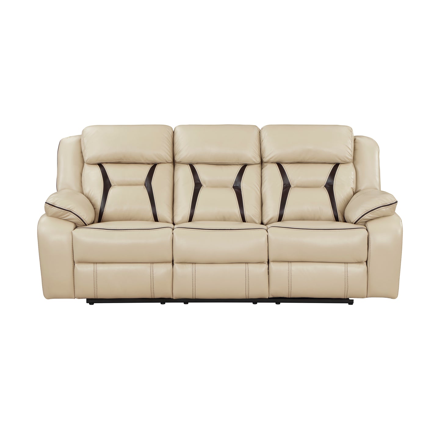 Homelegance Amite Sectional Sofa Beige Faux Leather Power Recline 8229NBE-3PW