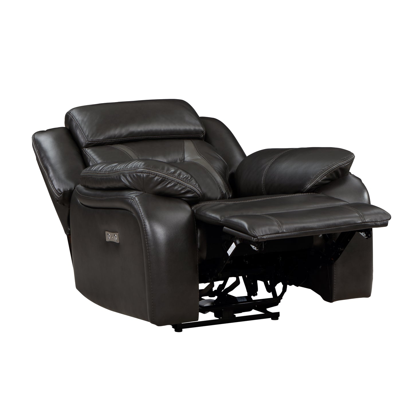 Homelegance Amite Reclining Chair Power Recliner in Gray Faux Leather 8229NDG-1PW