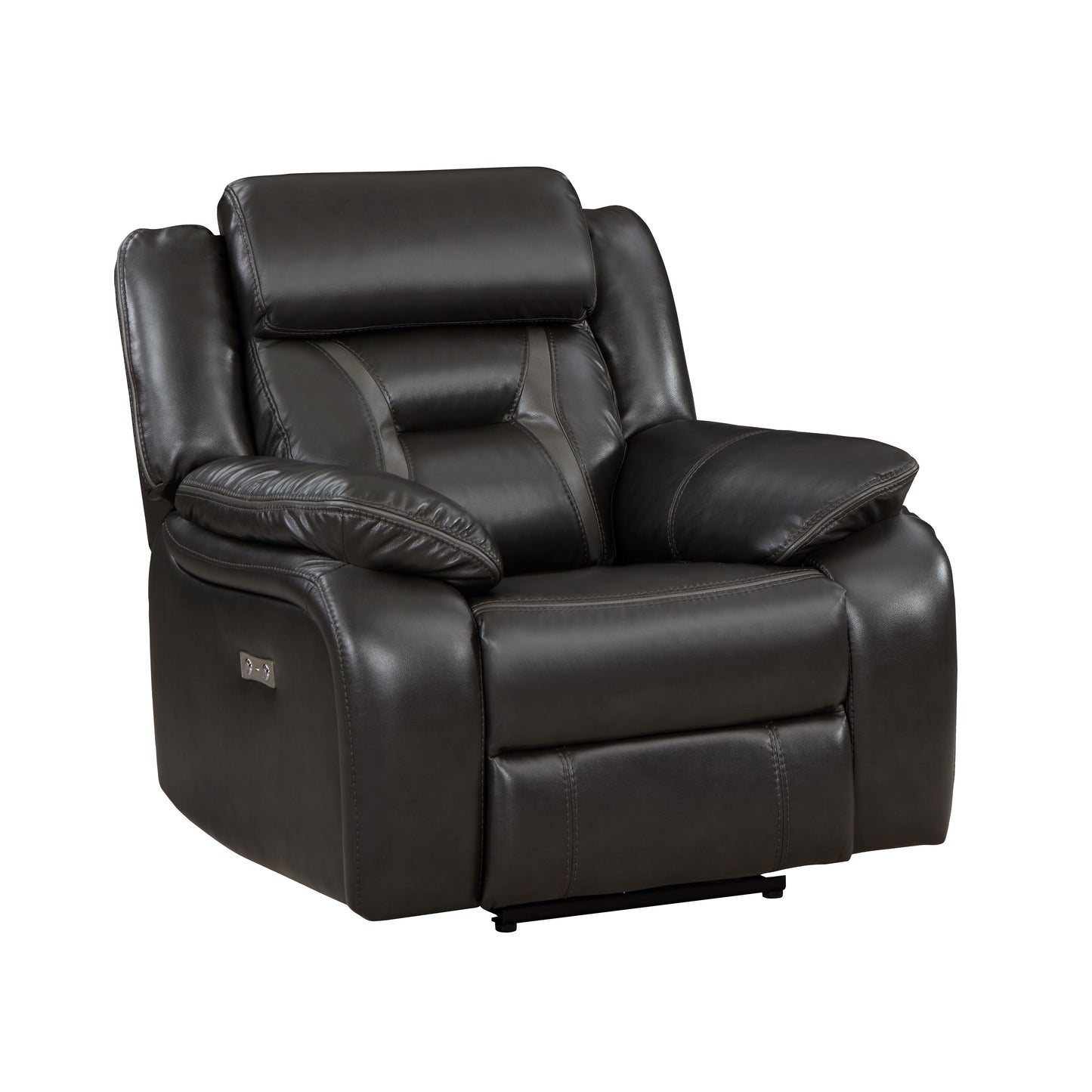 Homelegance Amite Reclining Chair Power Recliner in Gray Faux Leather 8229NDG-1PW