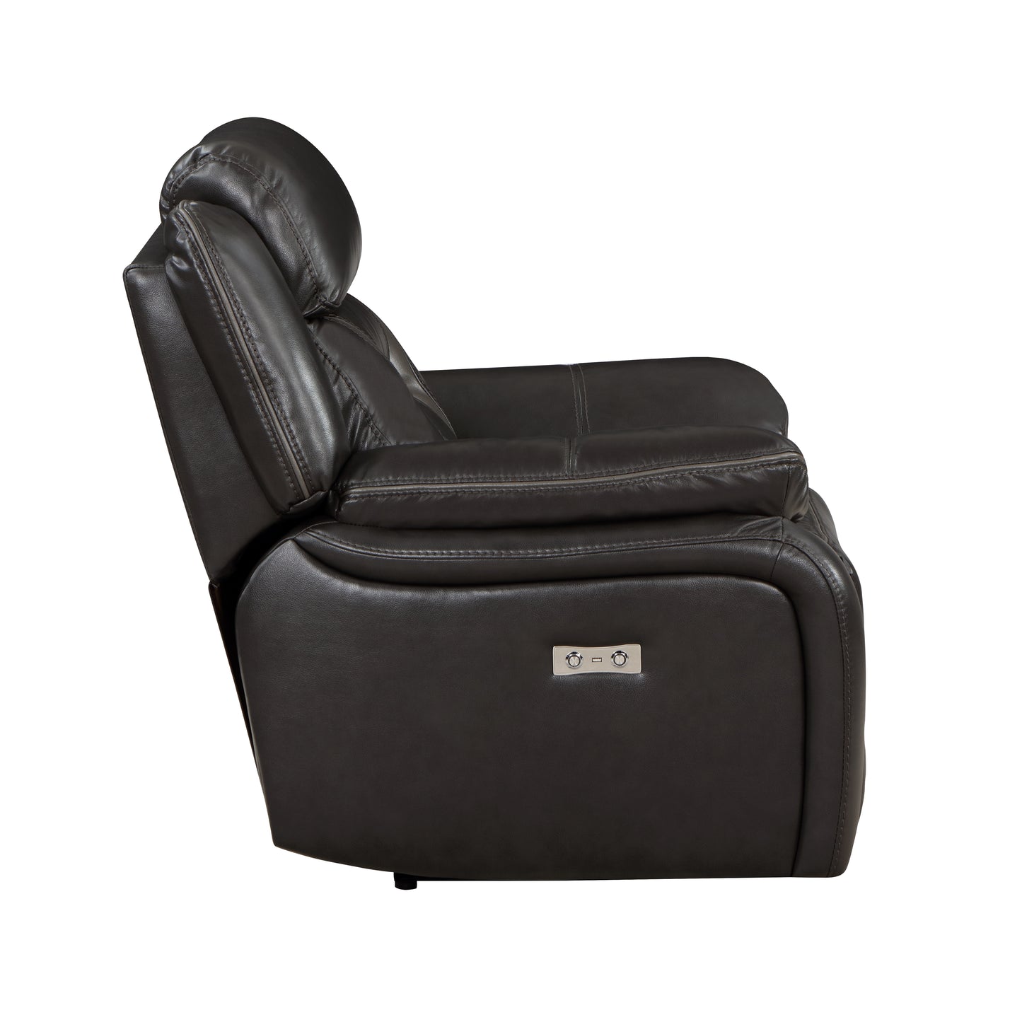 Homelegance Amite Reclining Chair Power Recliner in Gray Faux Leather 8229NDG-1PW