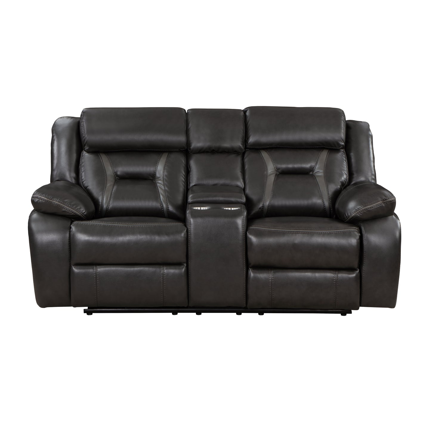 Homelegance Amite Loveseat Power Reclining Gray Faux Leather 8229NDG-2PW