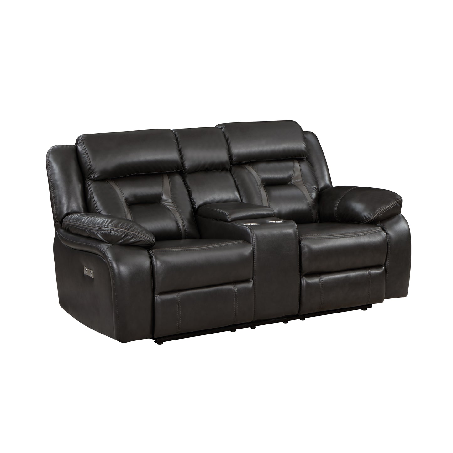 Homelegance Amite Loveseat Power Reclining Gray Faux Leather 8229NDG-2PW